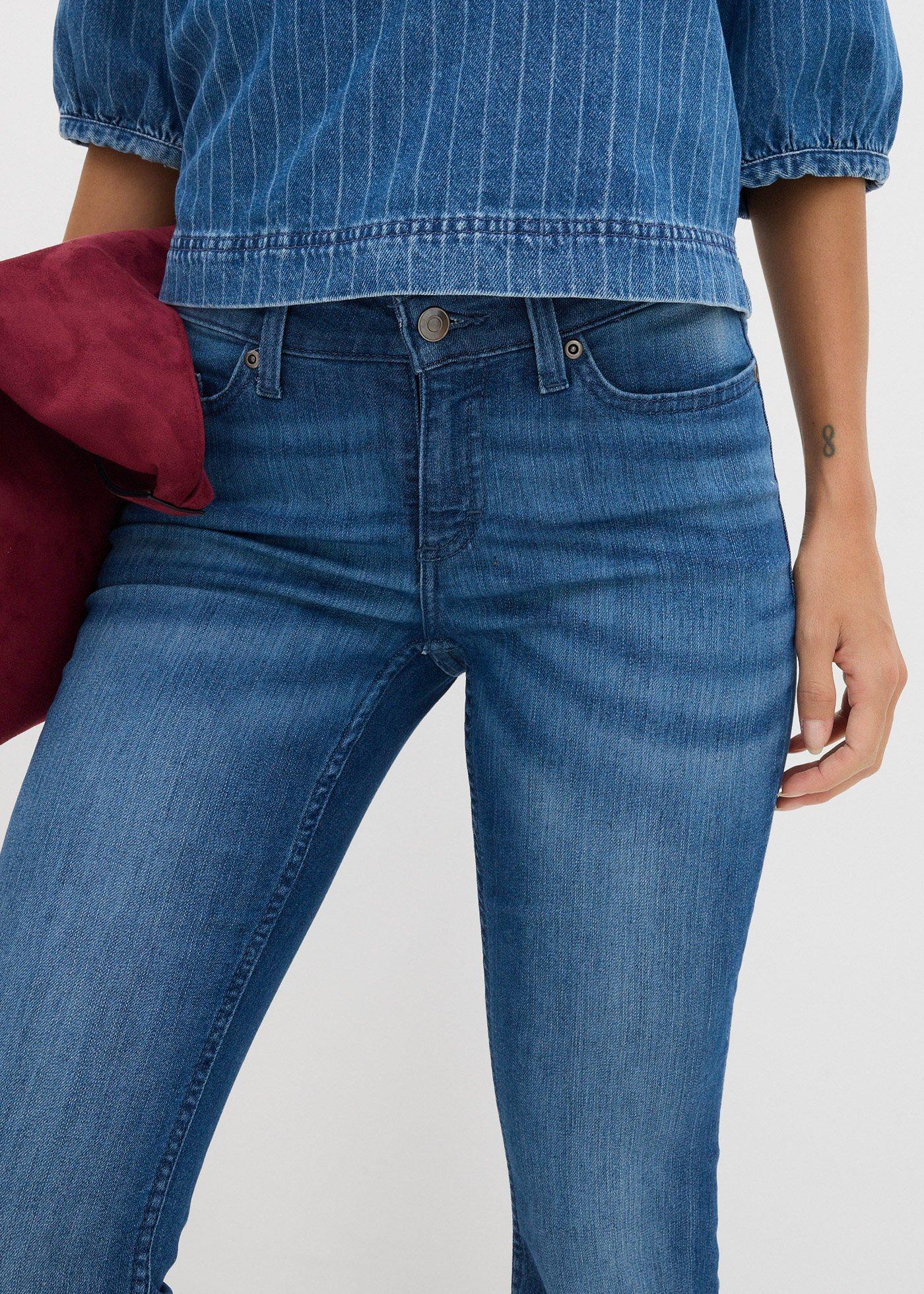 Jeansy o kroju bootcut, mid waist, ze stretchem - Bonprix
