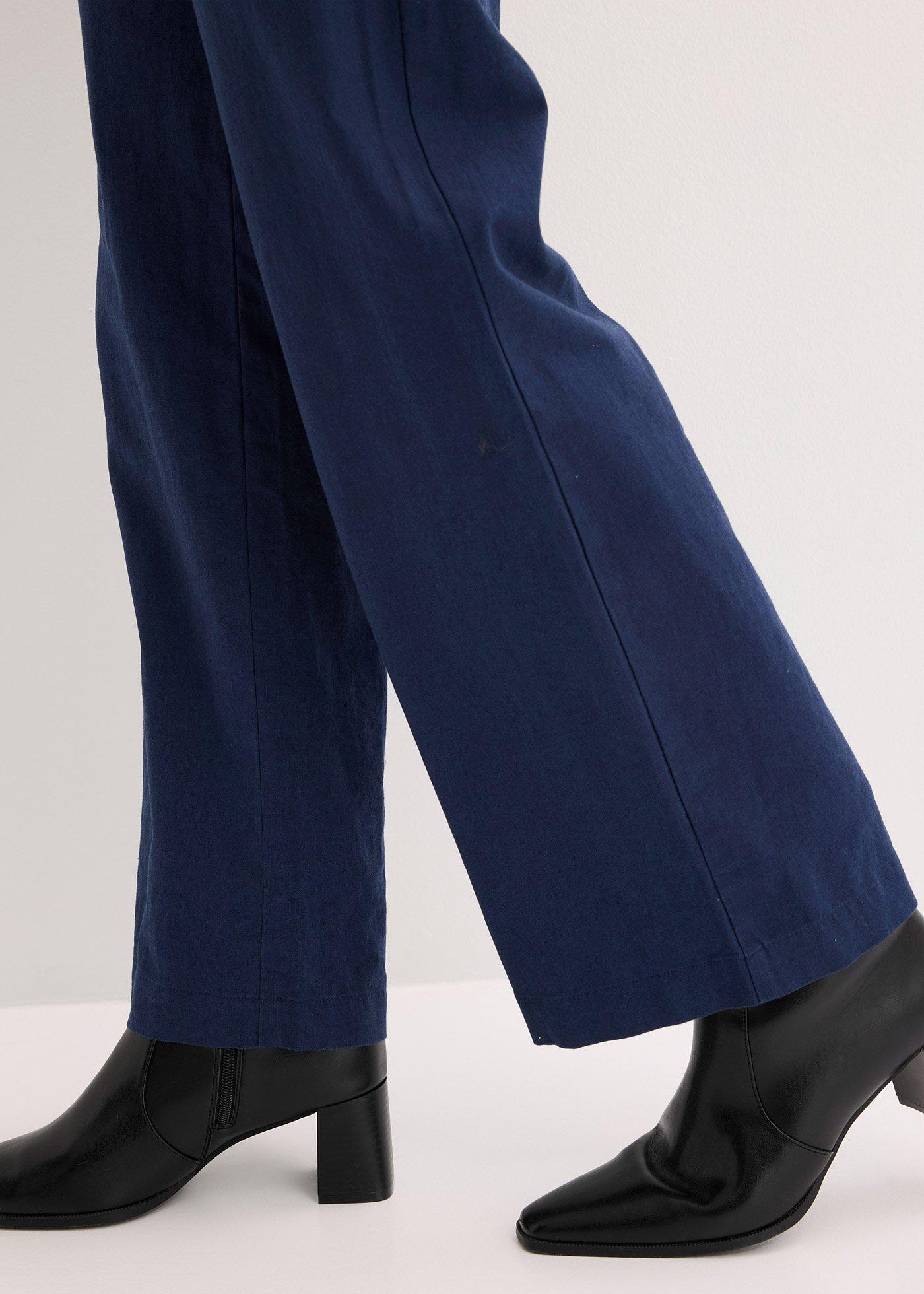 Spodnie z mieszanki lnu i bawełny - Bonprix