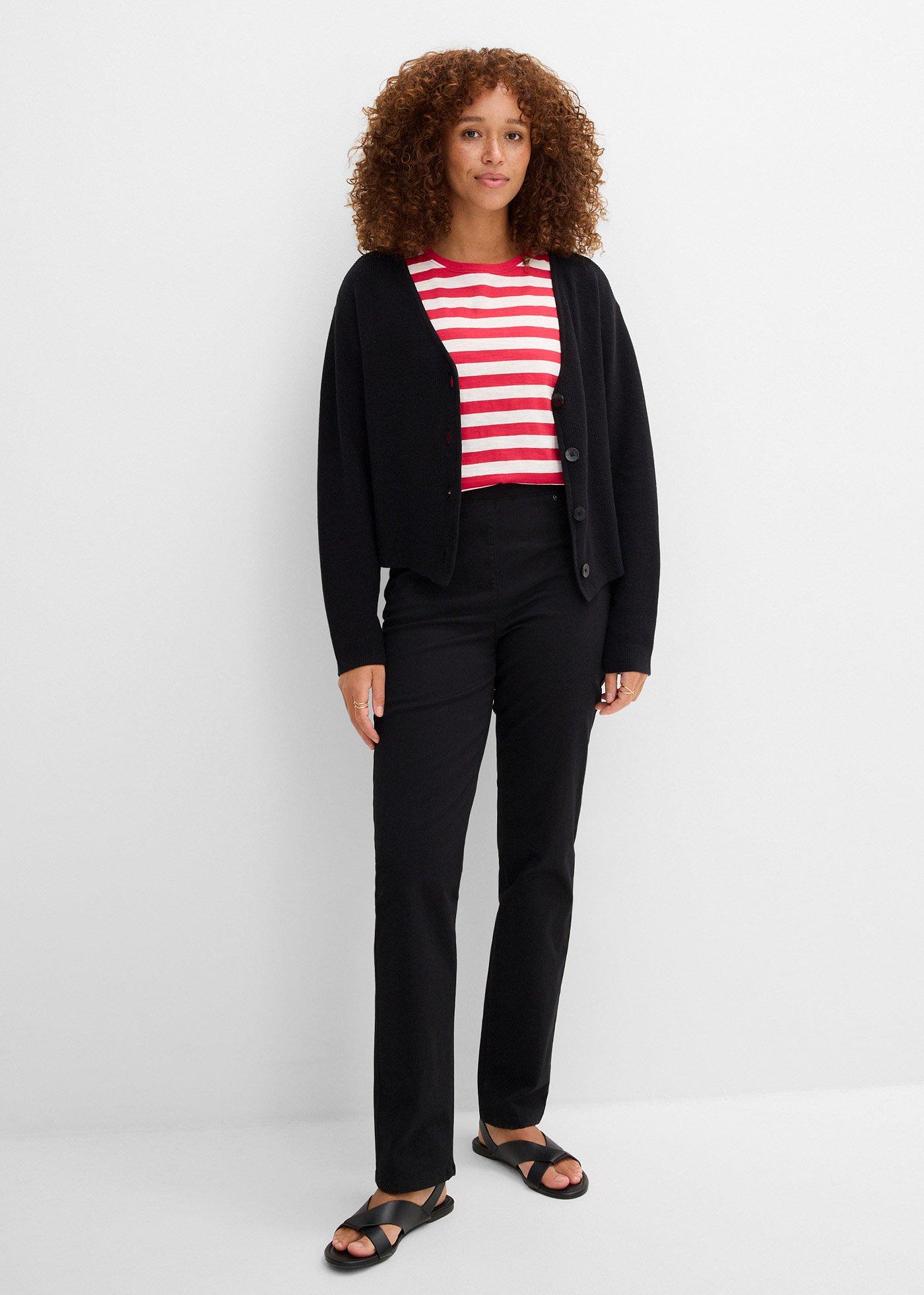 Spodnie twillowe z elastycznego materiału z bawełną - Bonprix