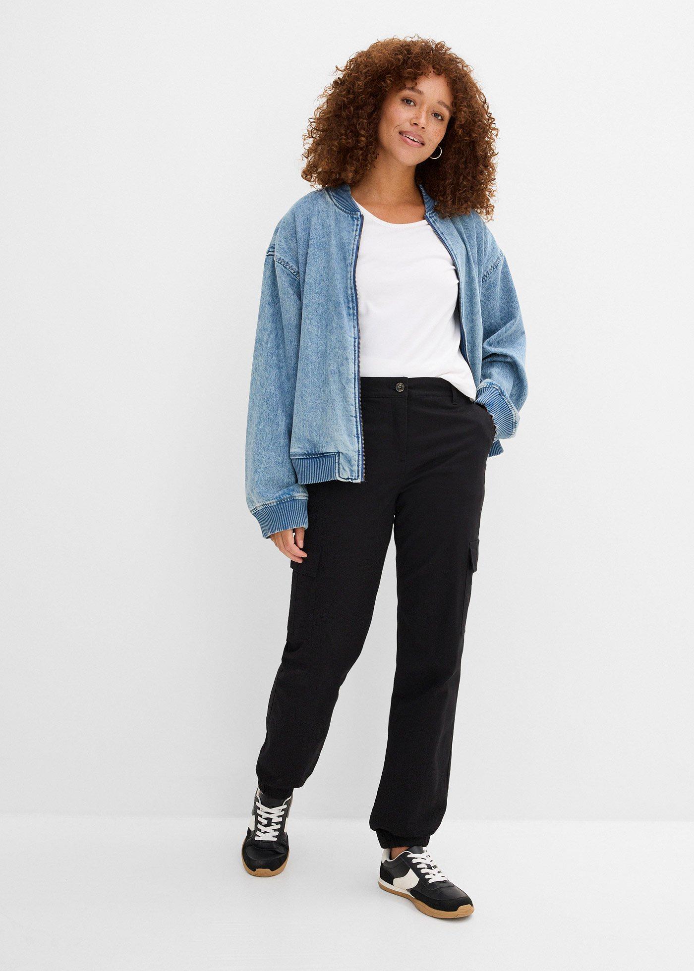 Spodnie bojówki z bawełny ze stretchem - Bonprix