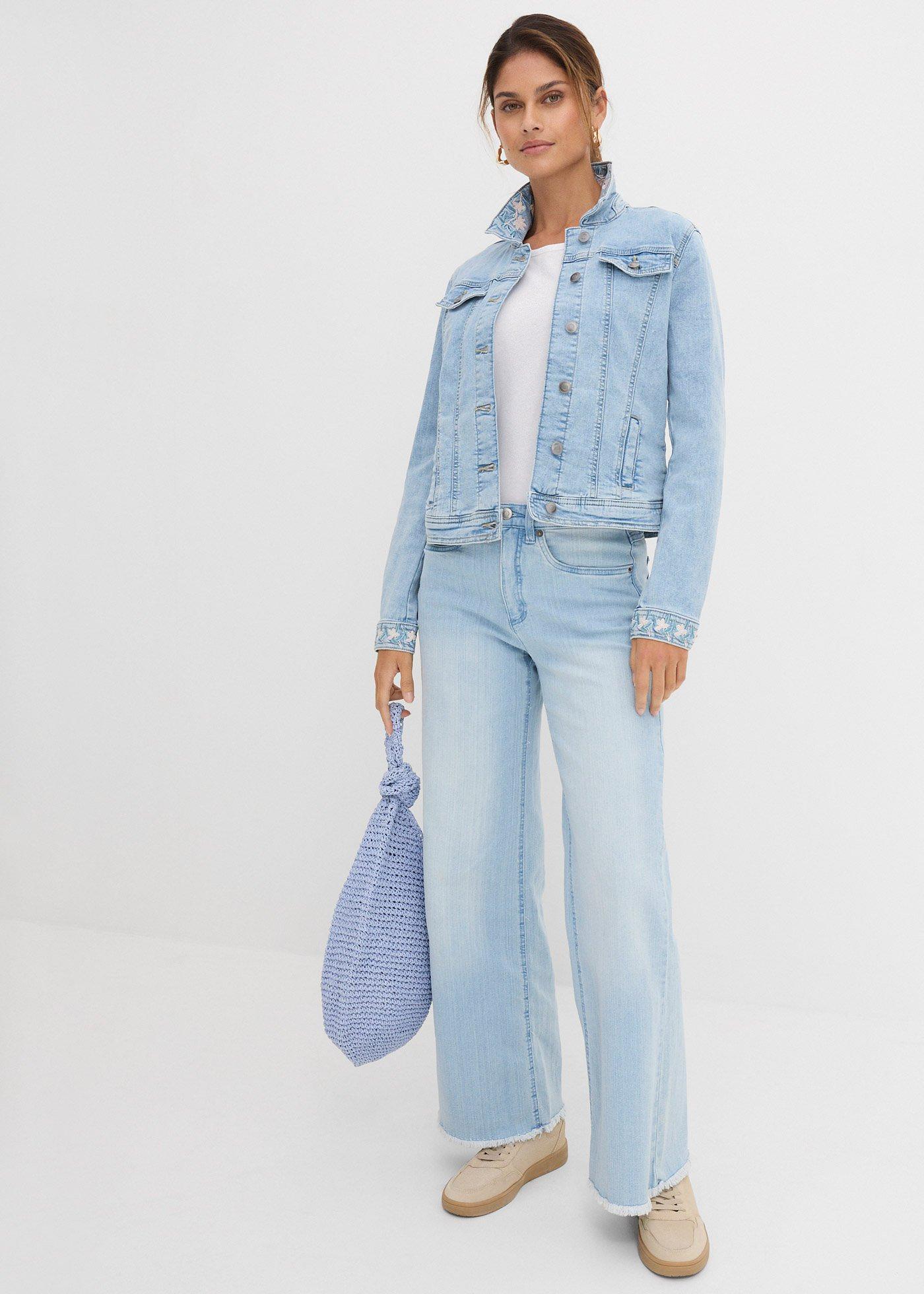 Kurtka dżinsowa z haftem - Bonprix