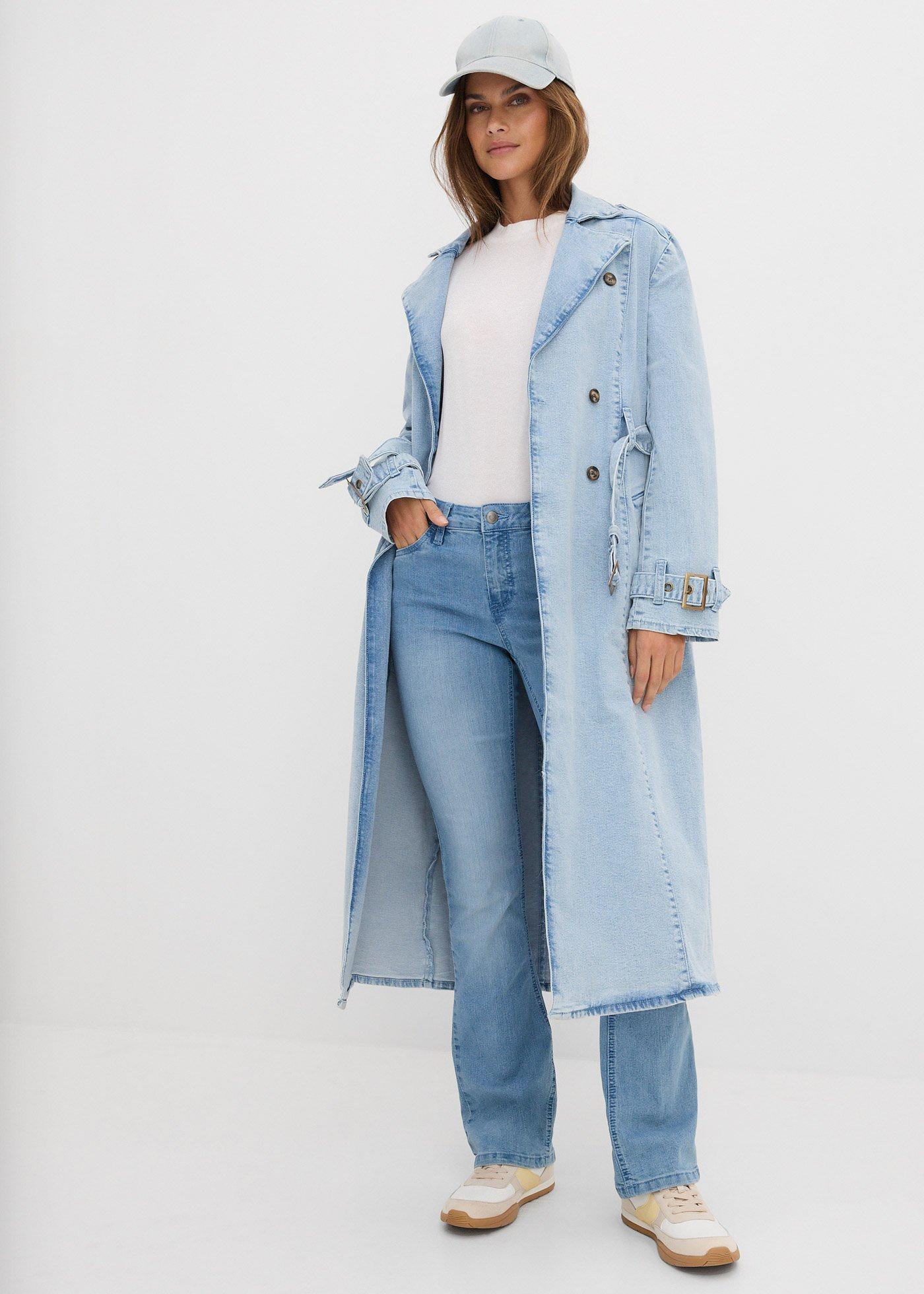 Jeansy z rozkloszowanymi nogawkami, mid waist, ze stretchem - Bonprix