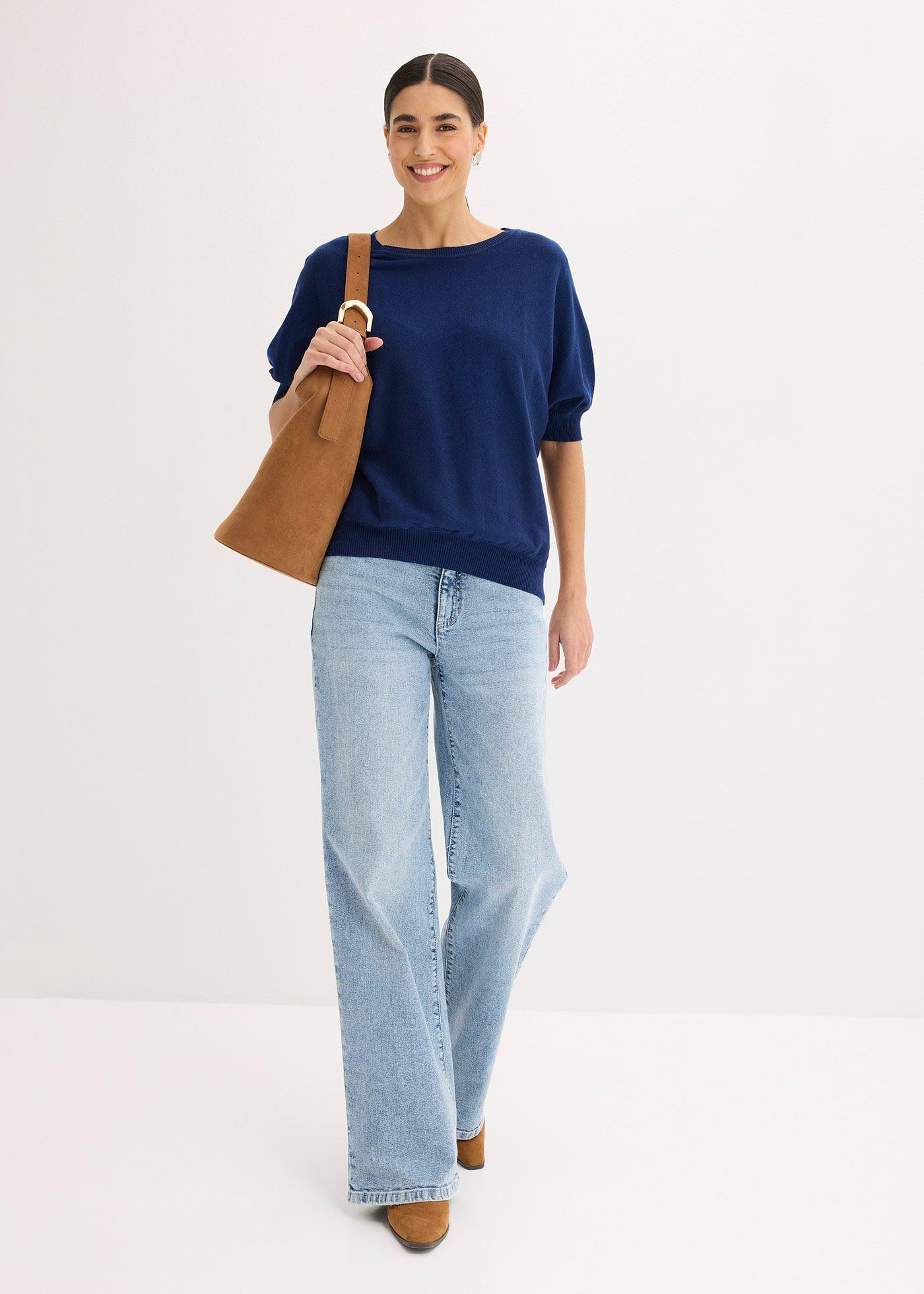 Sweter z cienkiej dzianiny z mieszanki bawełny - Bonprix