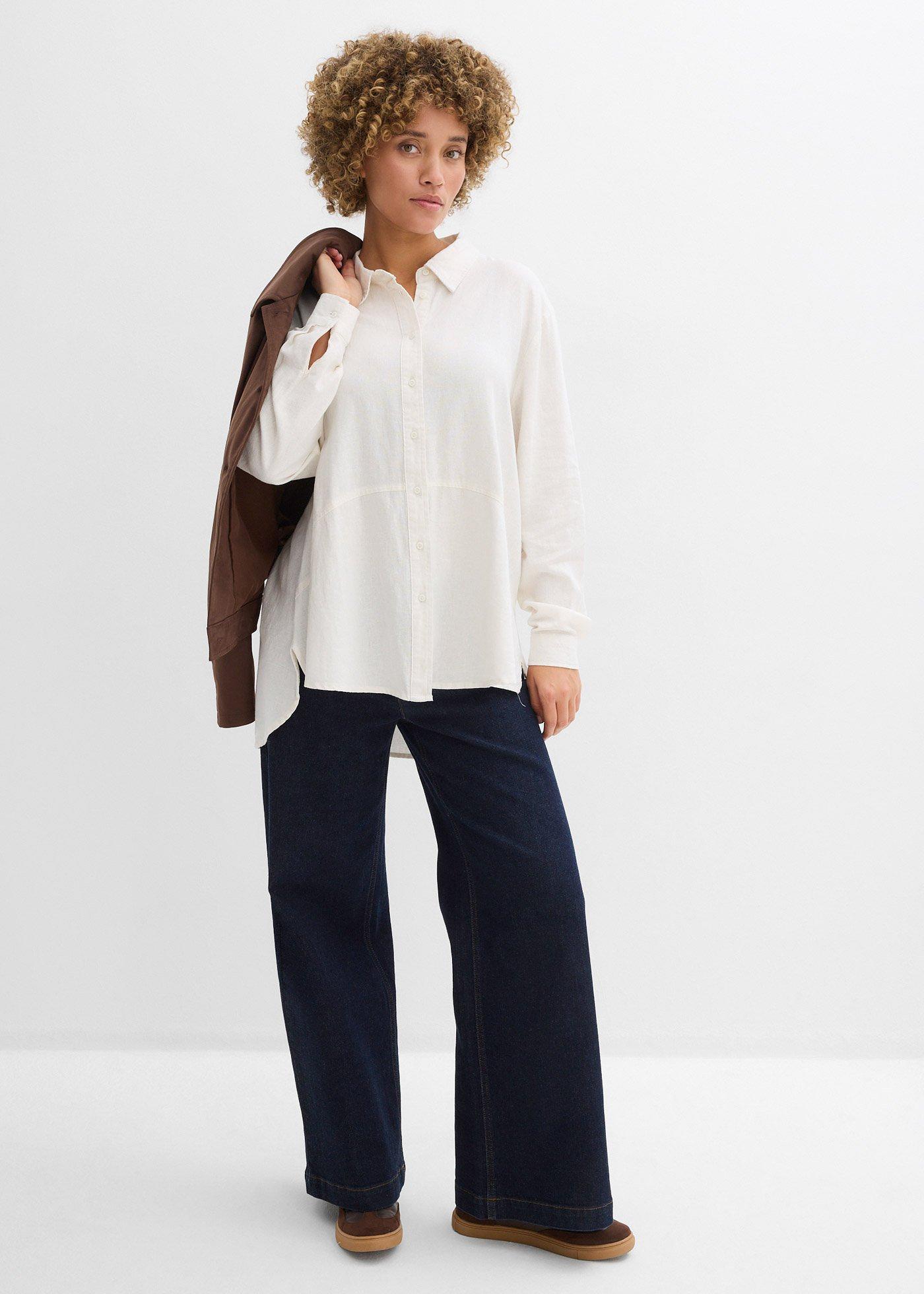 Bluzka oversize z mieszanki lnu - Bonprix