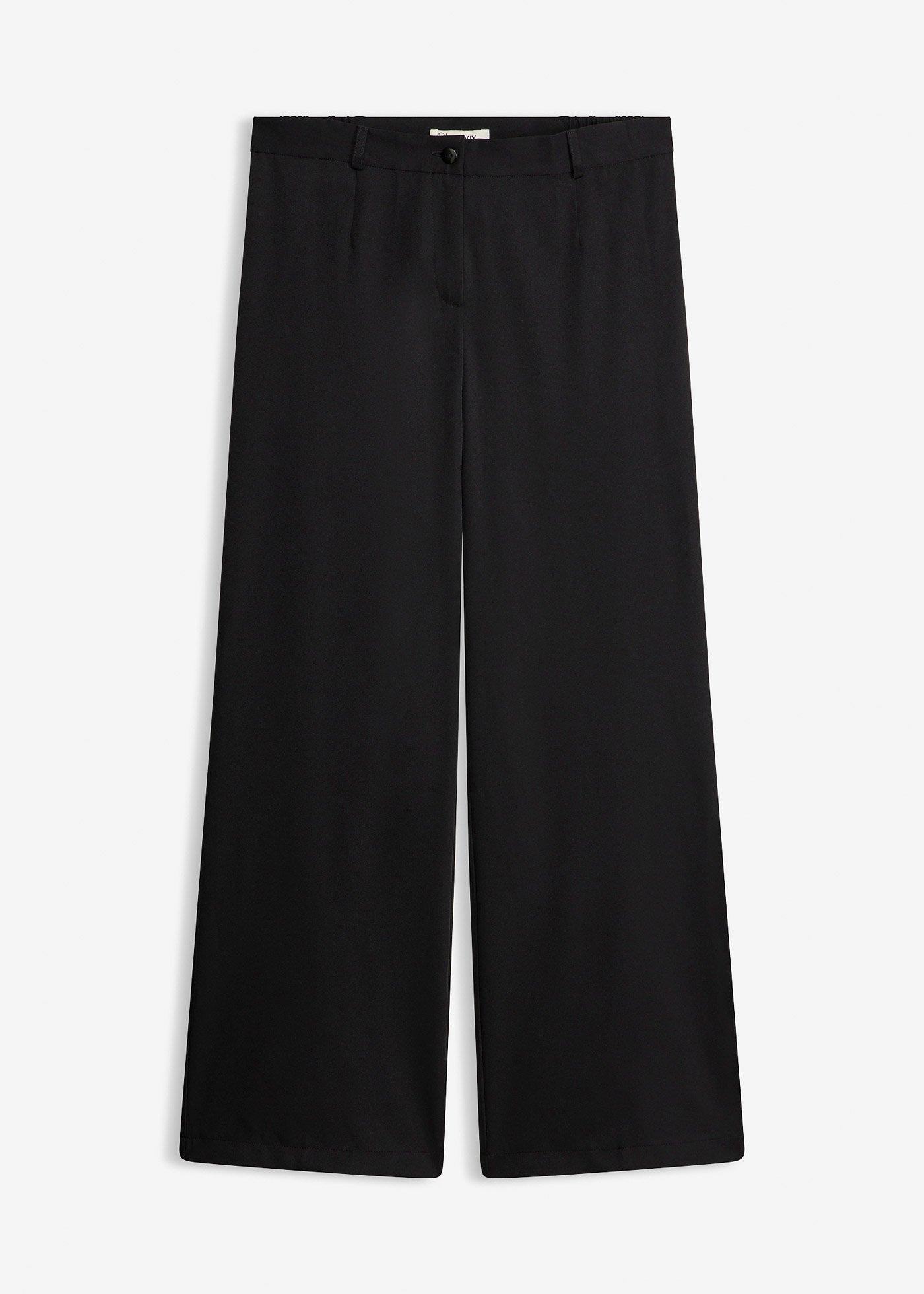 Pantalon large à pinces et taille élastiquée