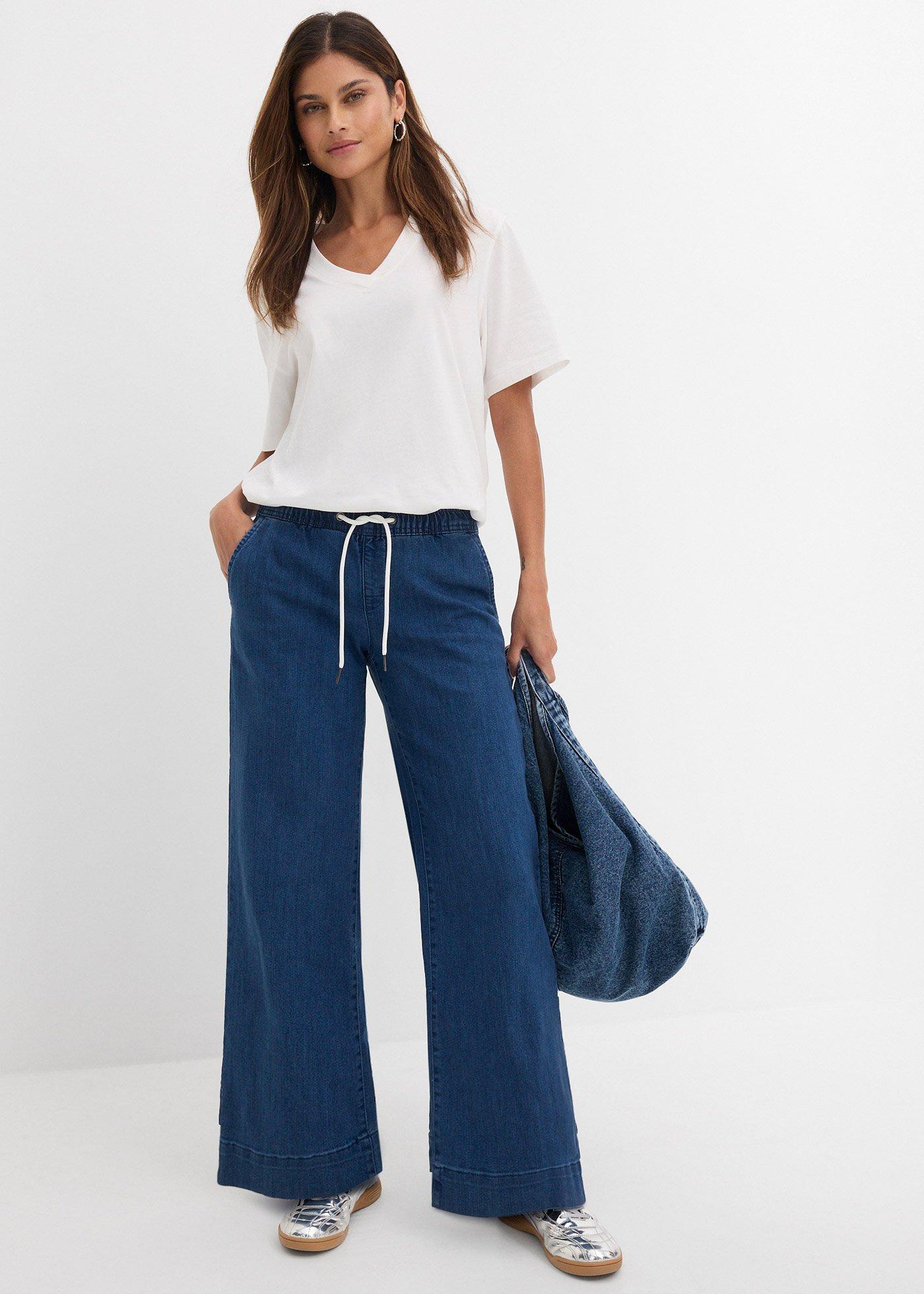 Dżinsy ze stretchem wide leg, mid waist - Bonprix