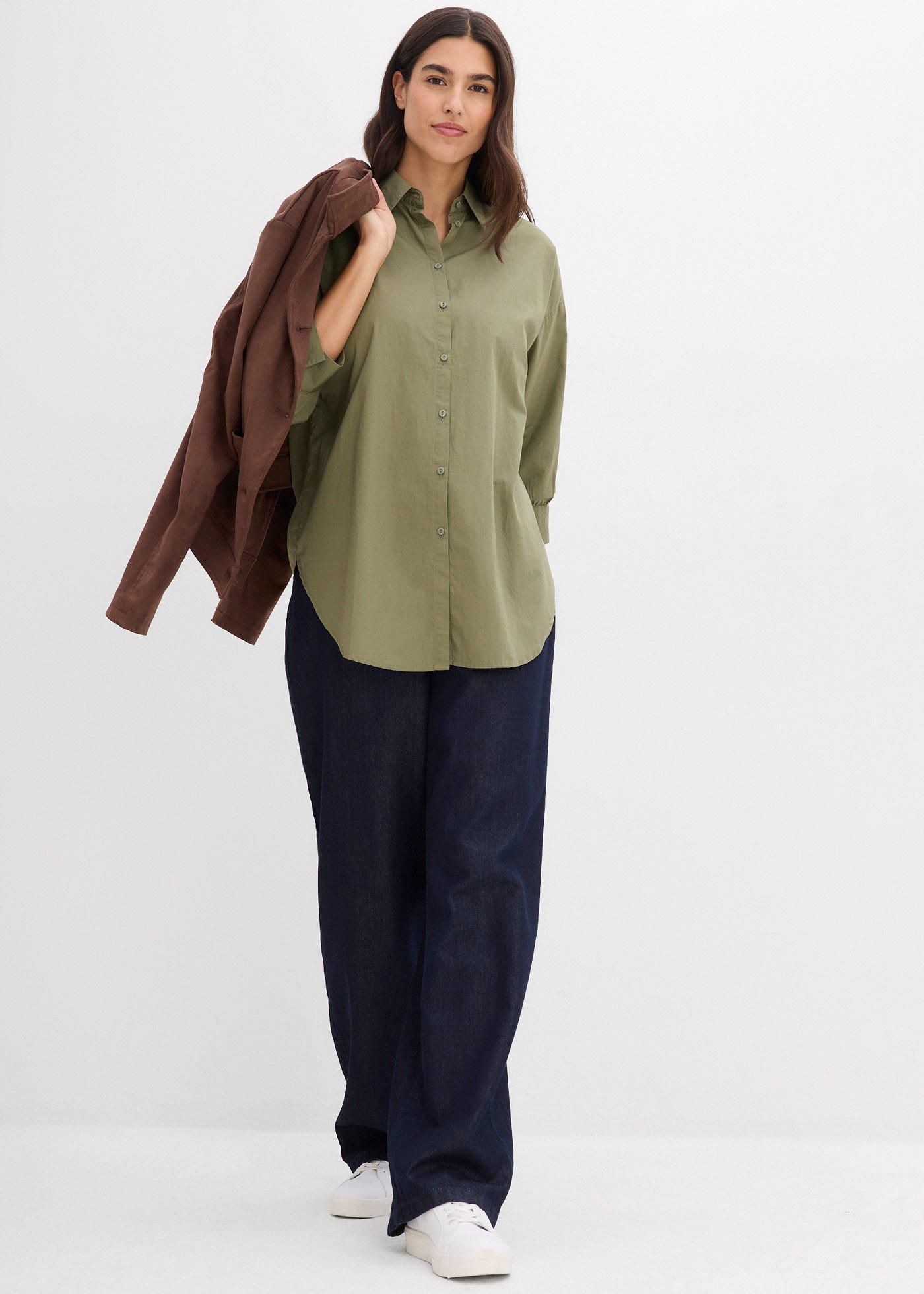 Koszula oversize z bawełny, rękawy 3/4 - Bonprix