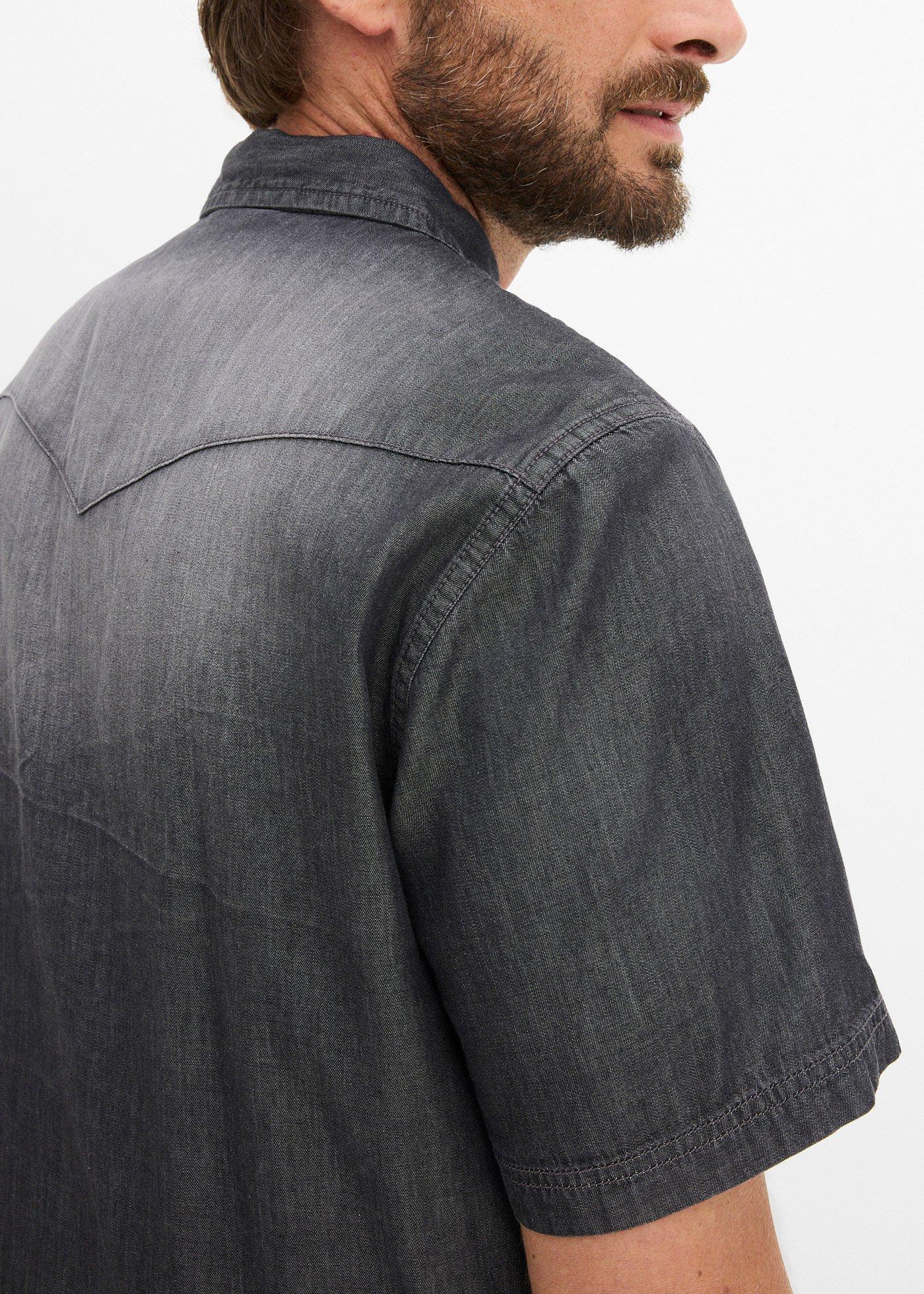 Koszula dżinsowa z czystej bawełny organicznej, krótki rękaw, slim fit - Bonprix