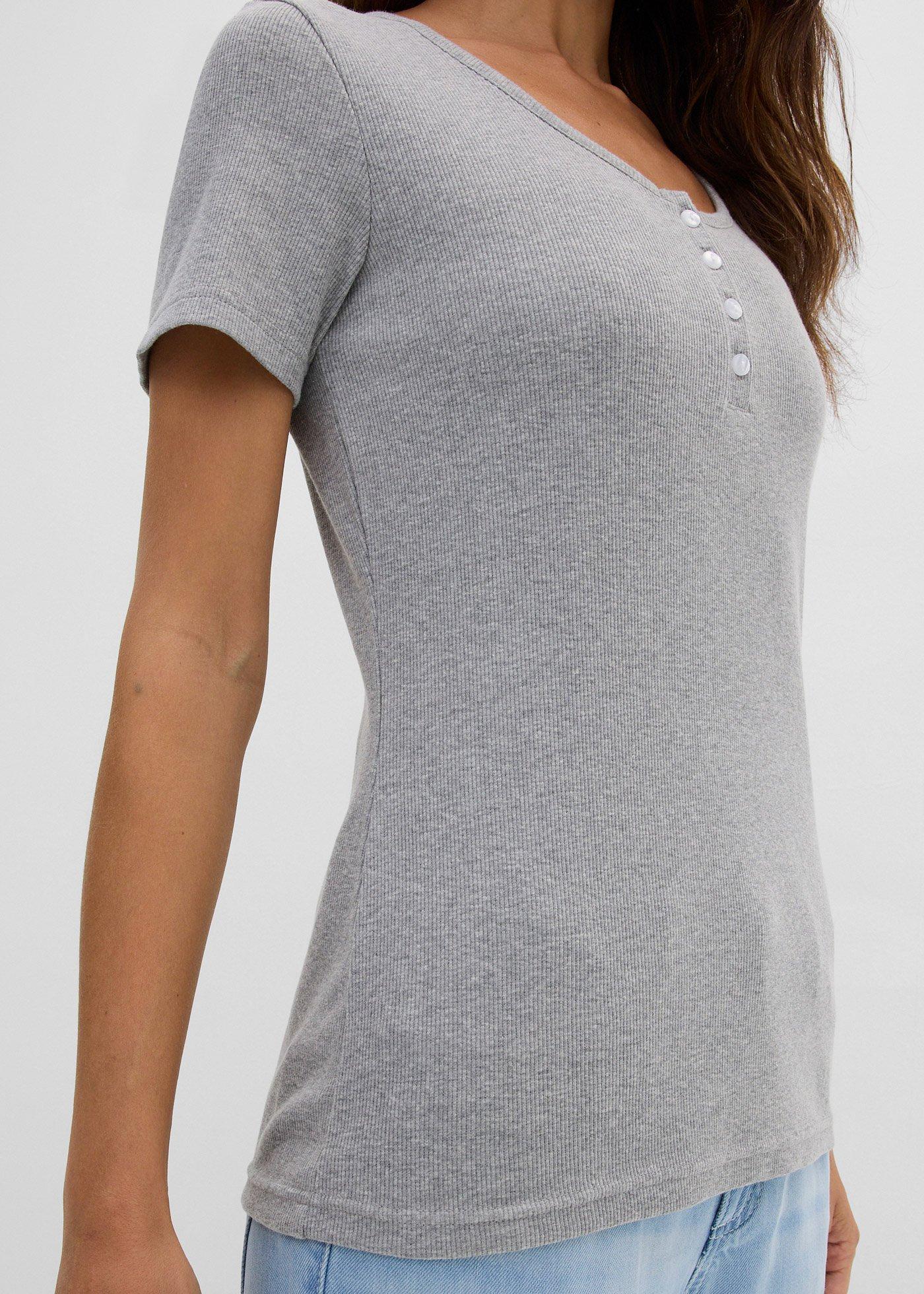 Bluzka z dekoltem henley z czystej bawełny organicznej - Bonprix