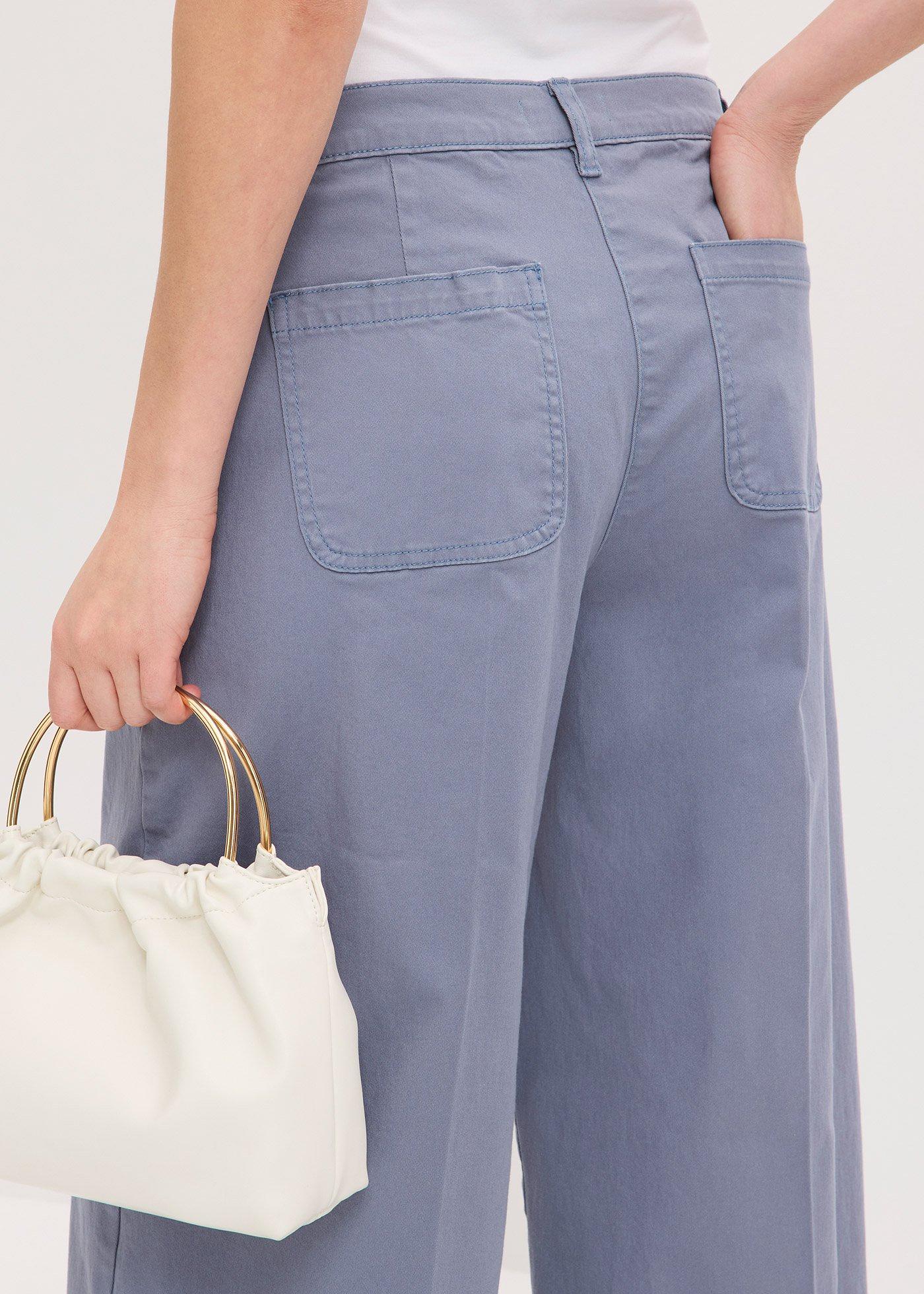Spodnie wide leg z bawełny ze stretchem - Bonprix