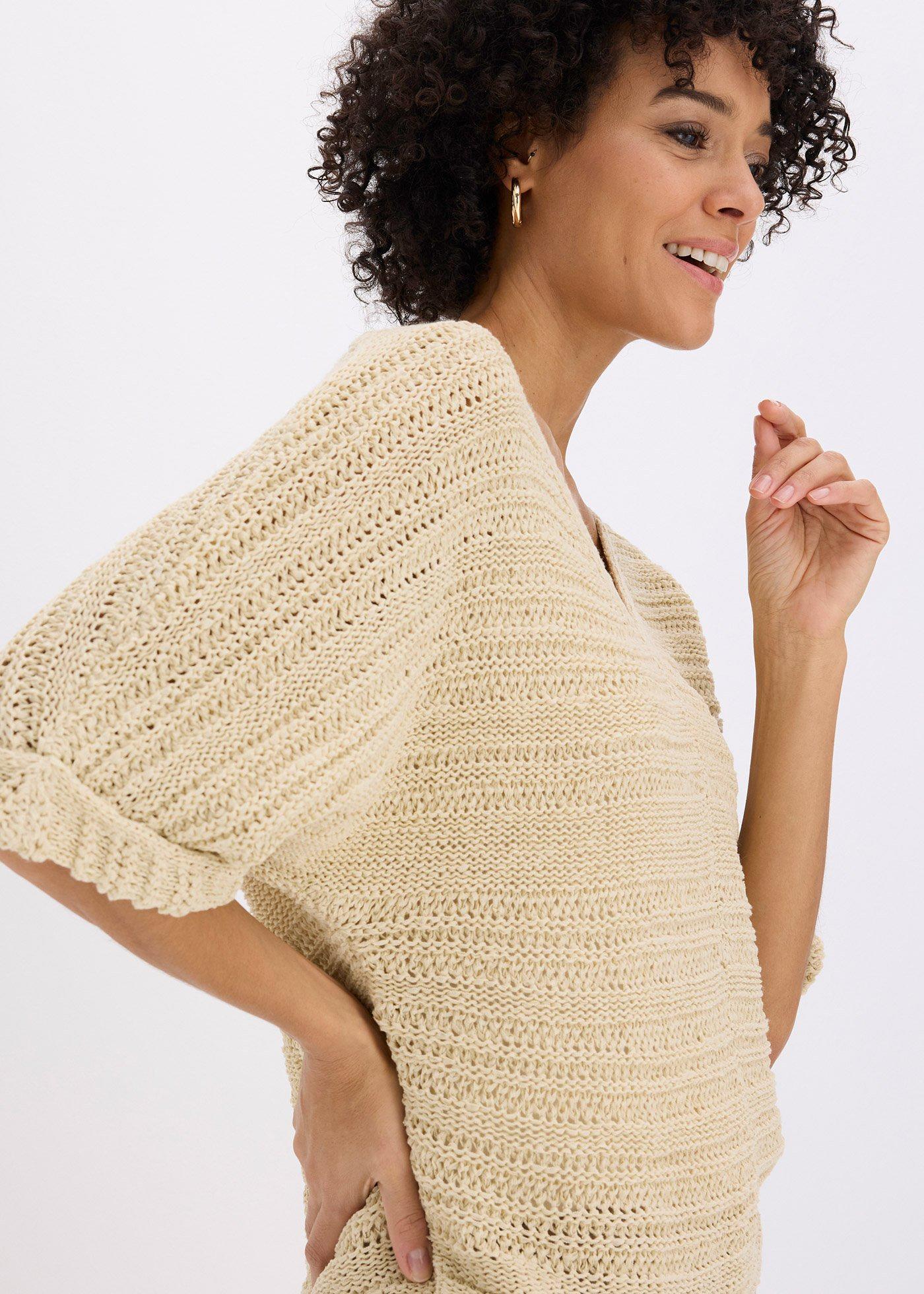 Gruby sweter z przędzy wstążkowej - Bonprix