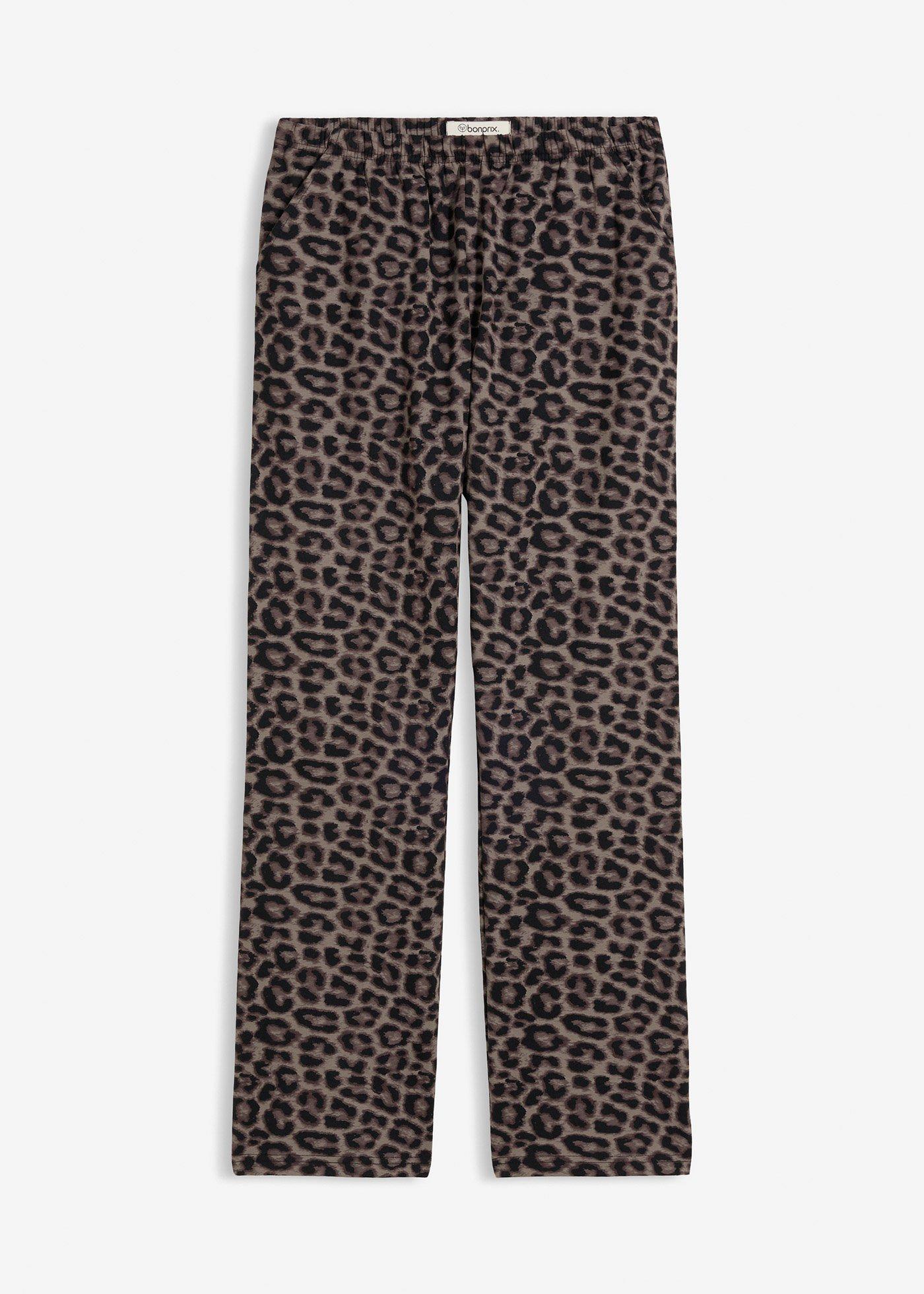 Pantaloni casual cu imprimeu leo, din material cu bumbac