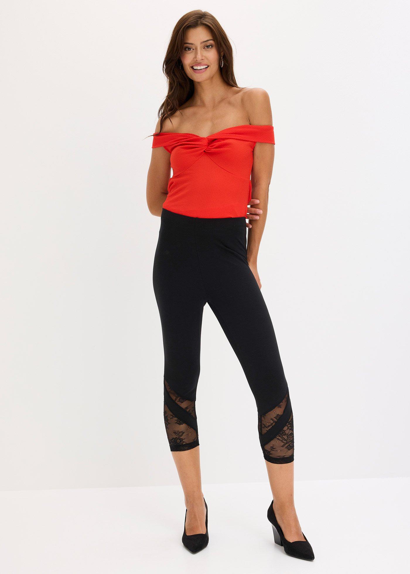 Legginsy rybaczki z koronką - Bonprix
