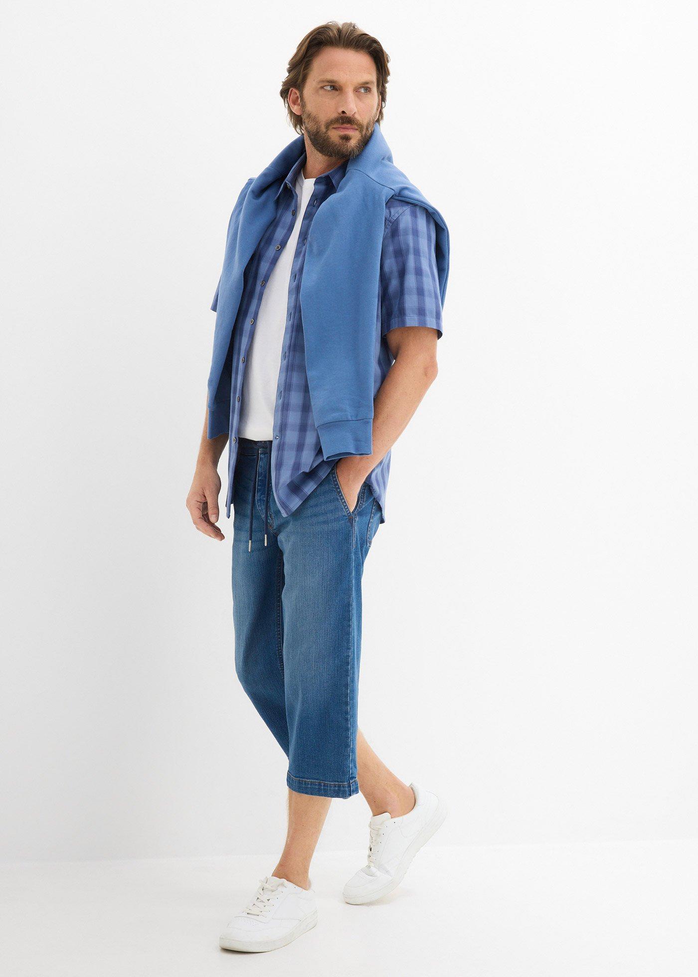 Jeansy 3/4 ze stretchem, z gumką w talii, regular fit - Bonprix