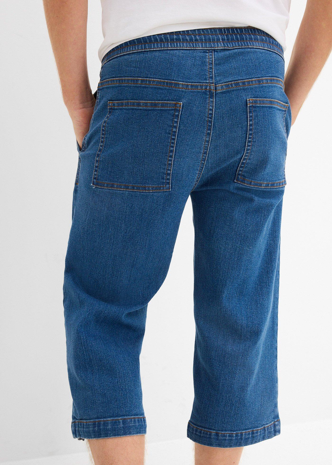 Jeansy 3/4 ze stretchem, z gumką w talii, regular fit - Bonprix