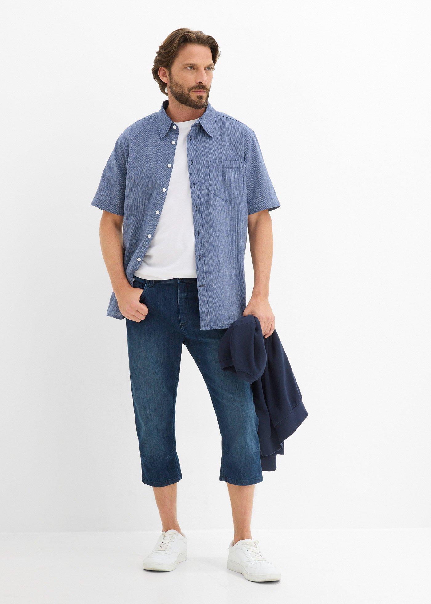 Lekkie jeansy 3/4 z elastyczną wstawką w talii, slim fit - Bonprix