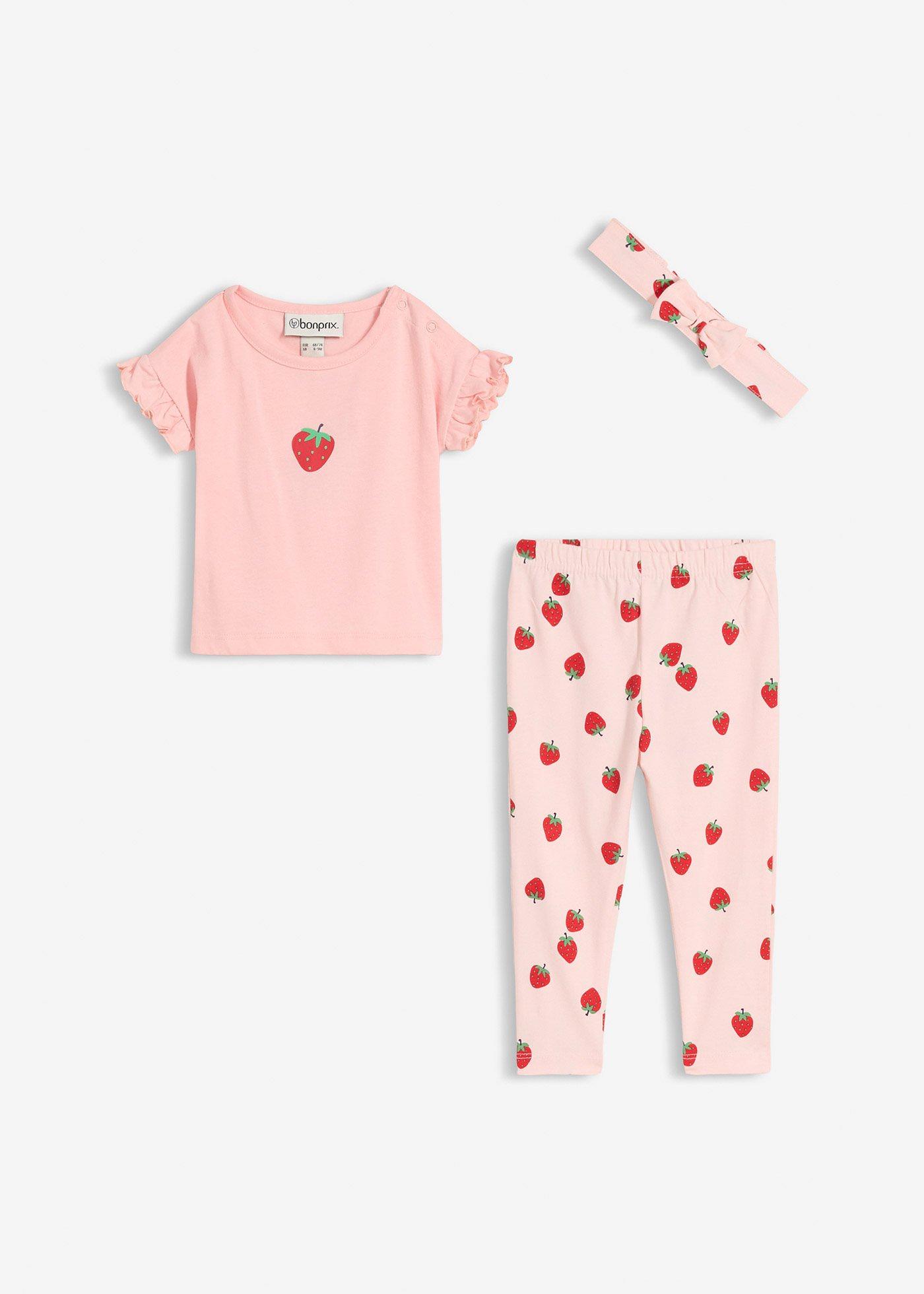 T-shirt, legginsy i opaska (komplet 3-cz.) - Bonprix