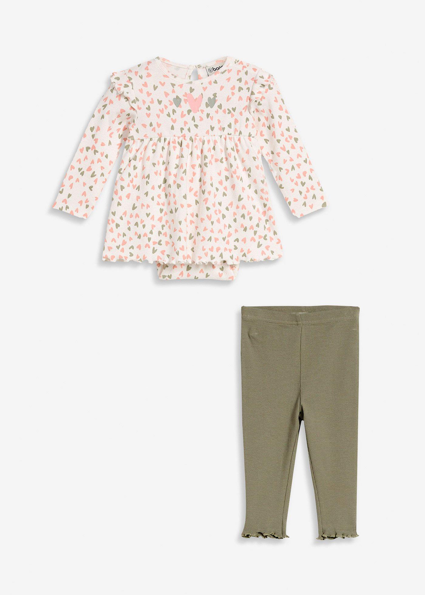 Sukienka z body i legginsy z bawełny organicznej (komplet 2-cz.) - Bonprix