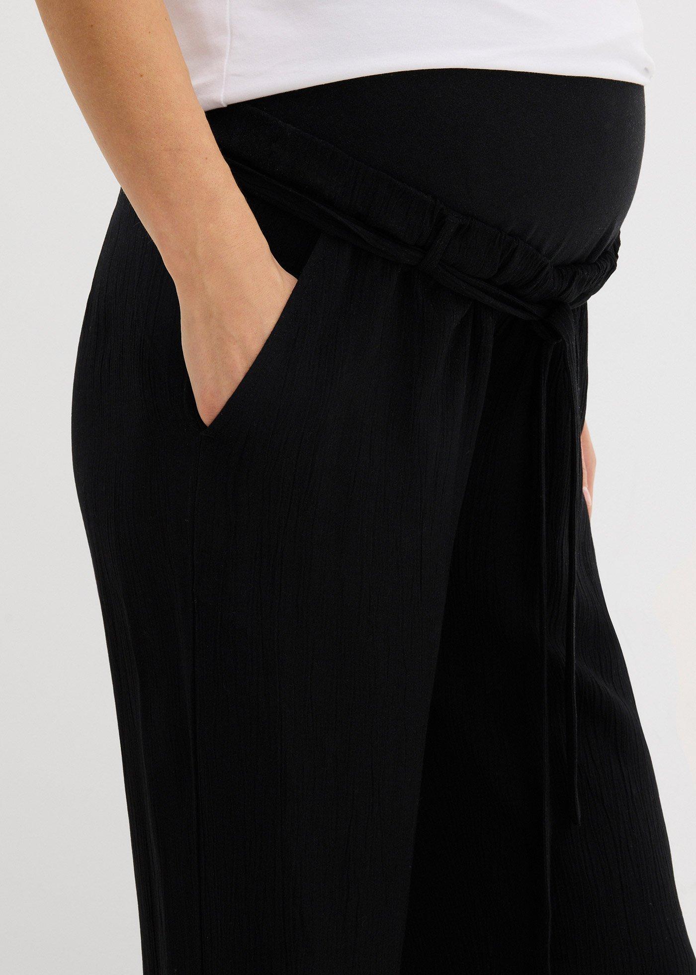 Wygodne spodnie ciążowe z wiskozowej krepy o kroju loose fit - Bonprix