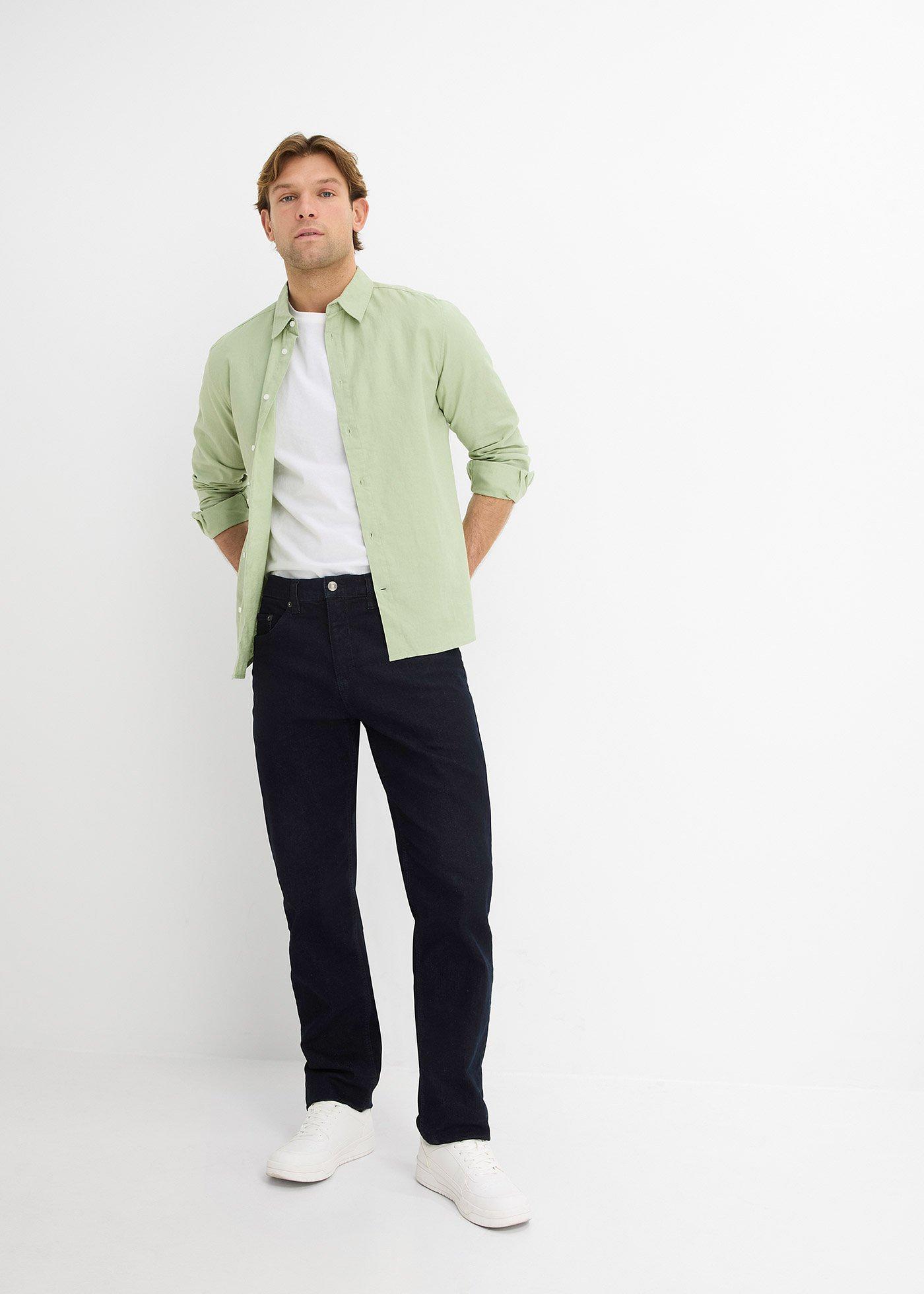 Koszula z długim rękawem z chłodzącej mieszanki lnu, modern fit - Bonprix