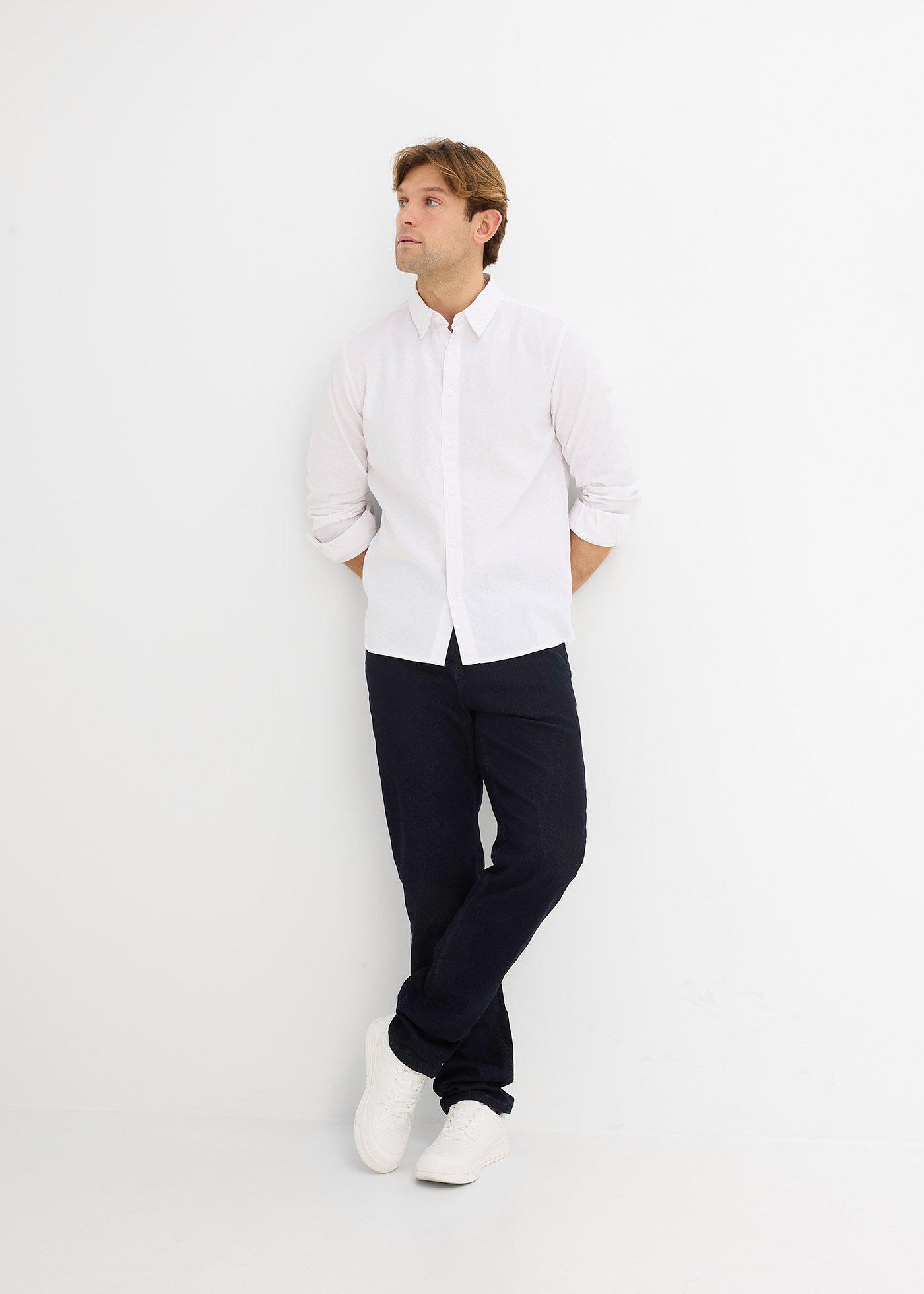 Koszula z długim rękawem z chłodzącej mieszanki lnu, modern fit - Bonprix