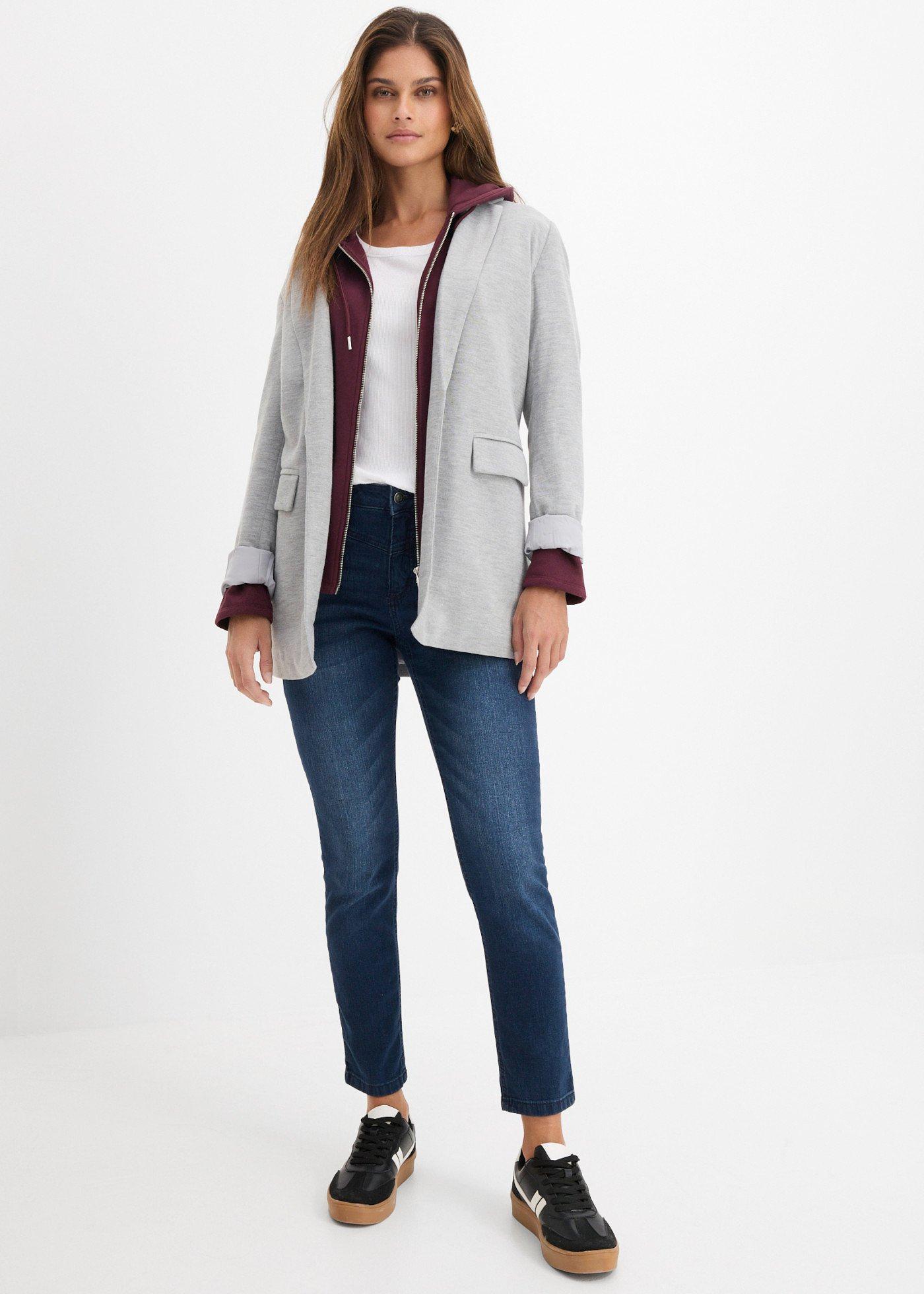 Jeansy ze stretchem, skinny, high waist, cropped - Bonprix