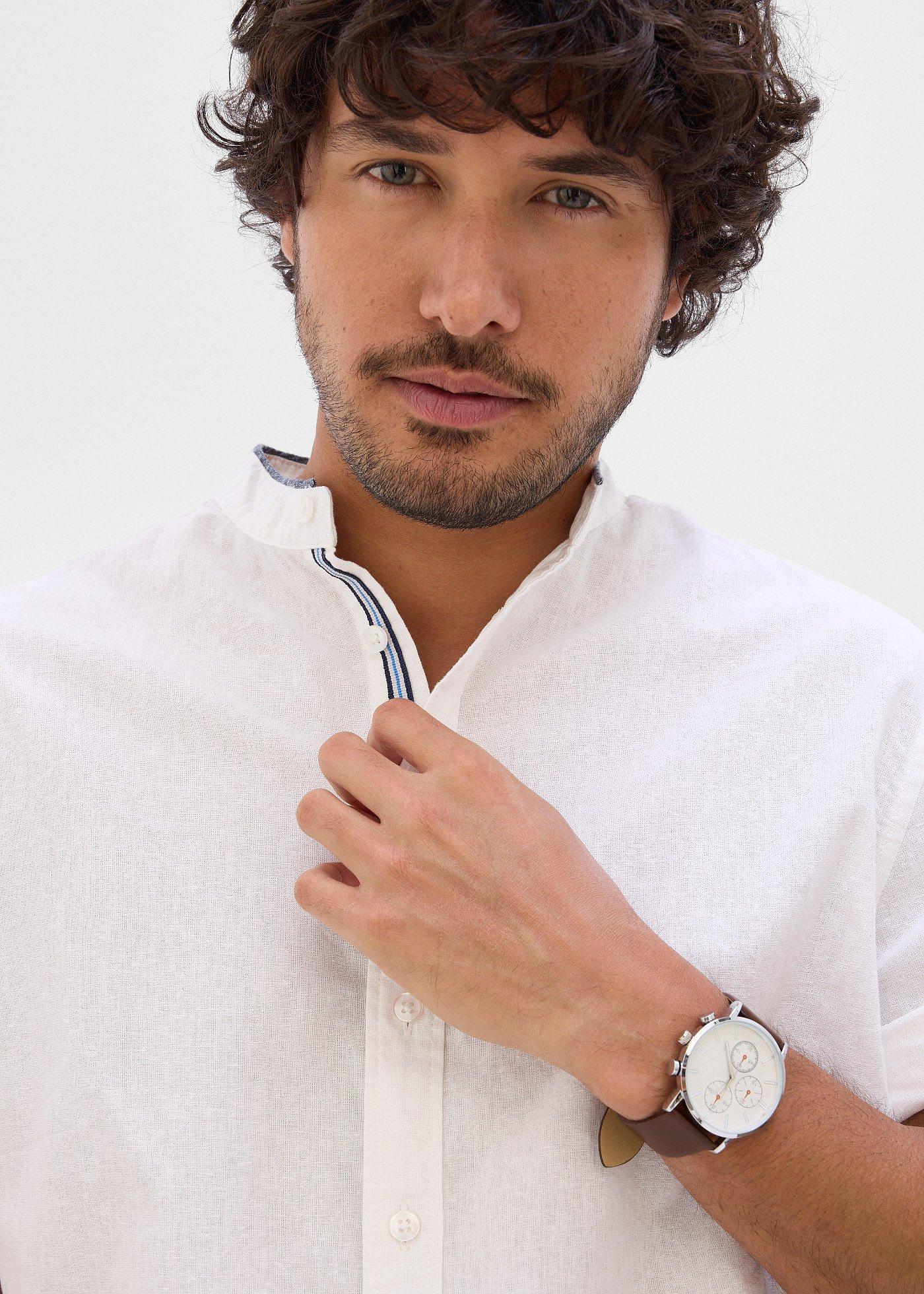 Koszula z krótkim rękawem, z przewiewnej mieszanki lnu - Bonprix