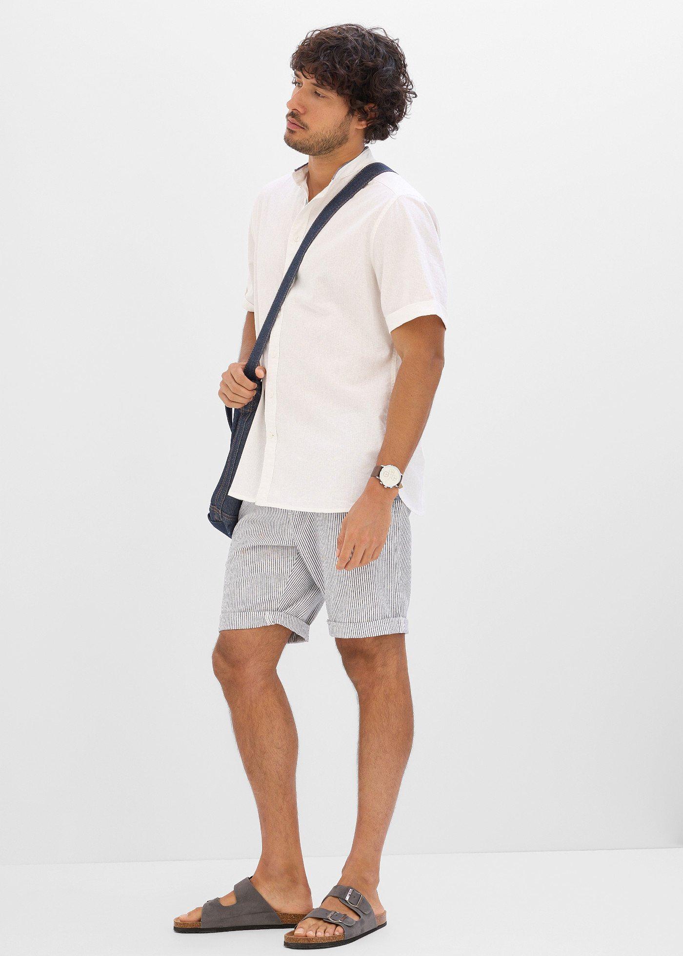 Koszula z krótkim rękawem, z przewiewnej mieszanki lnu - Bonprix