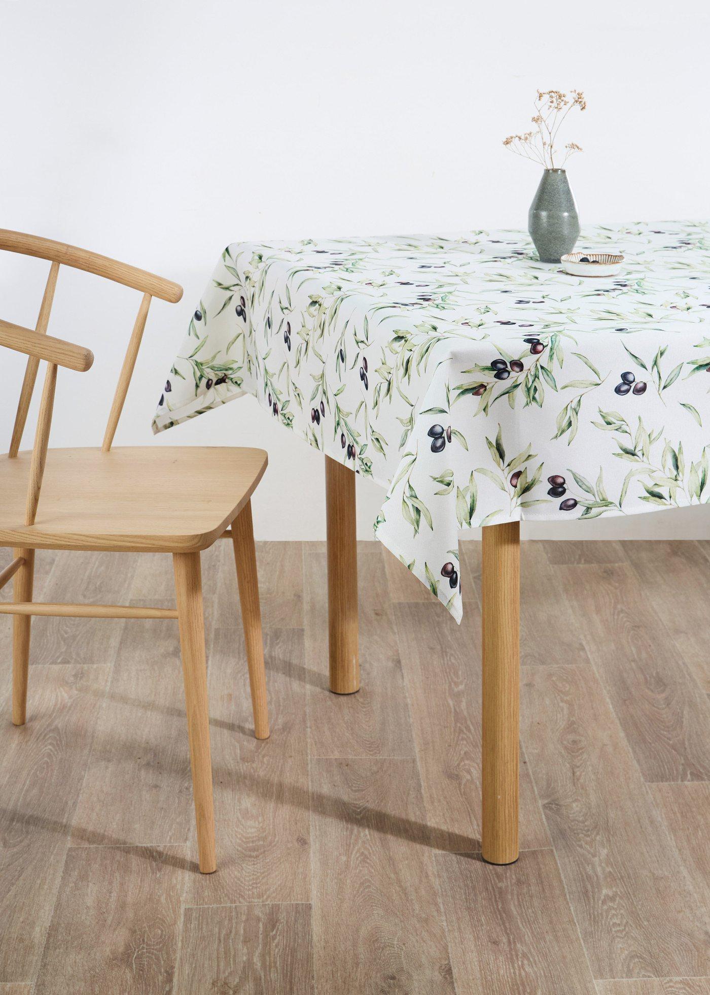 Nappe à motif branches d’olivier, déperlante