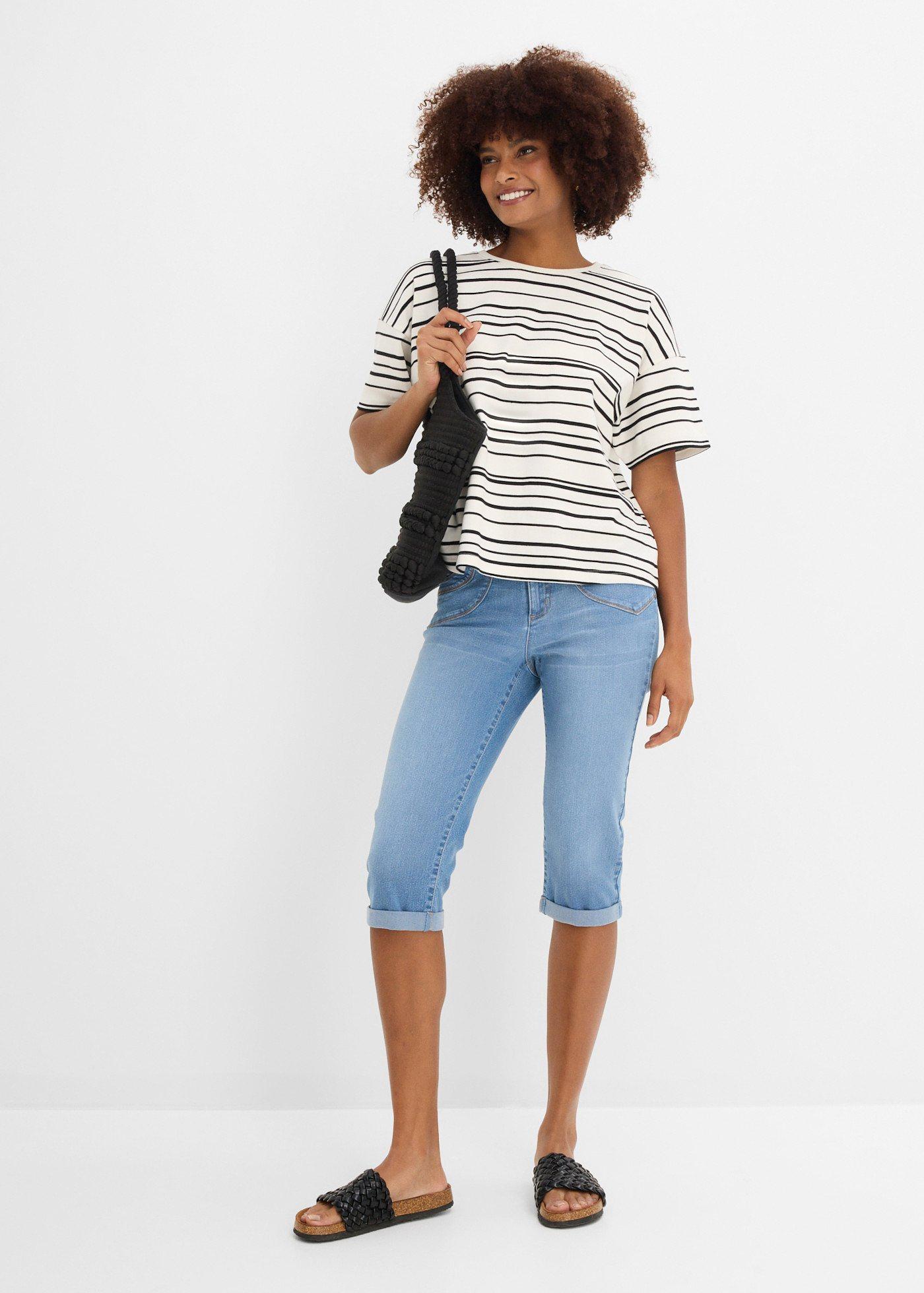 Dżinsy straight, mid waist, cropped - Bonprix