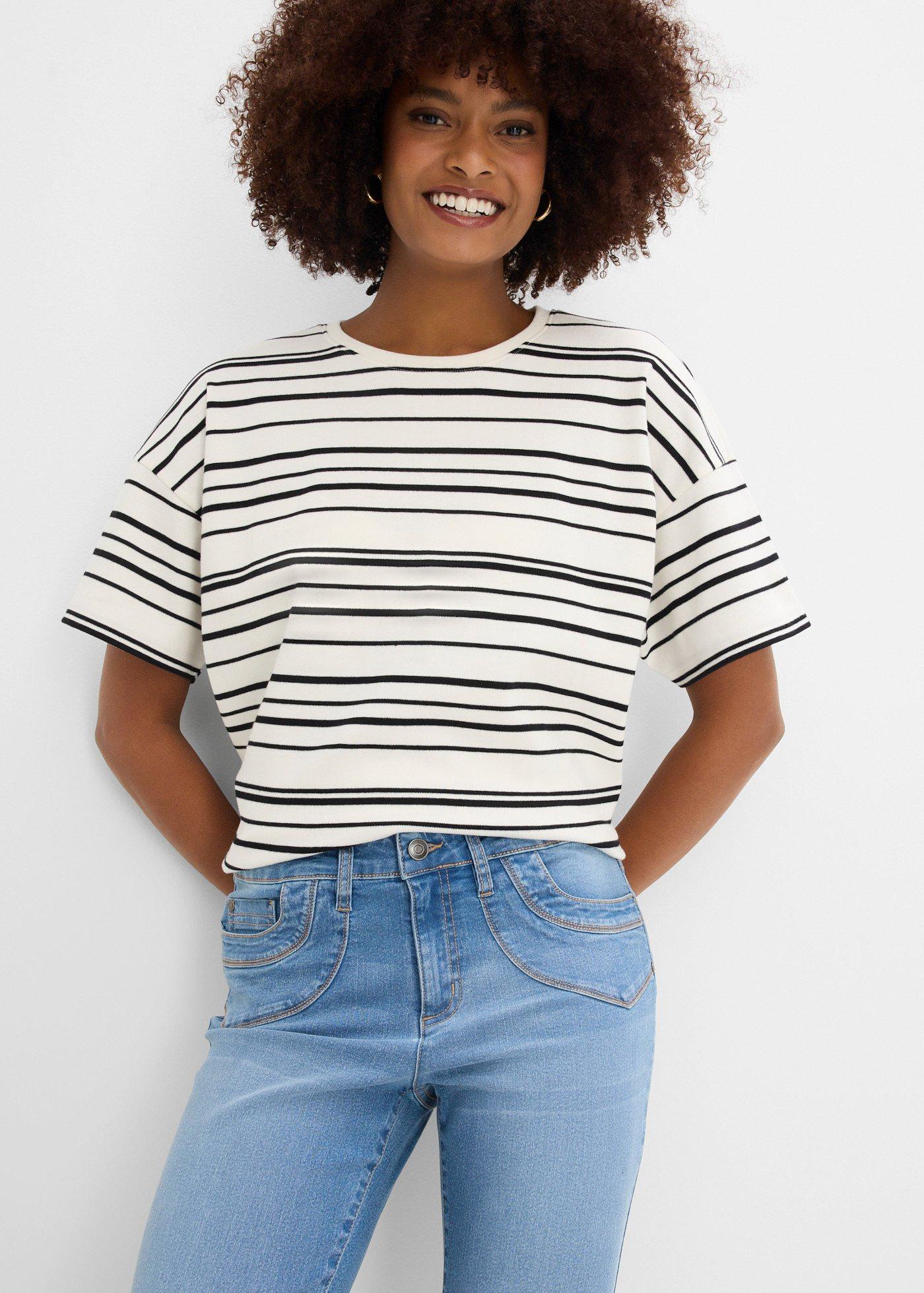 Dżinsy straight, mid waist, cropped - Bonprix