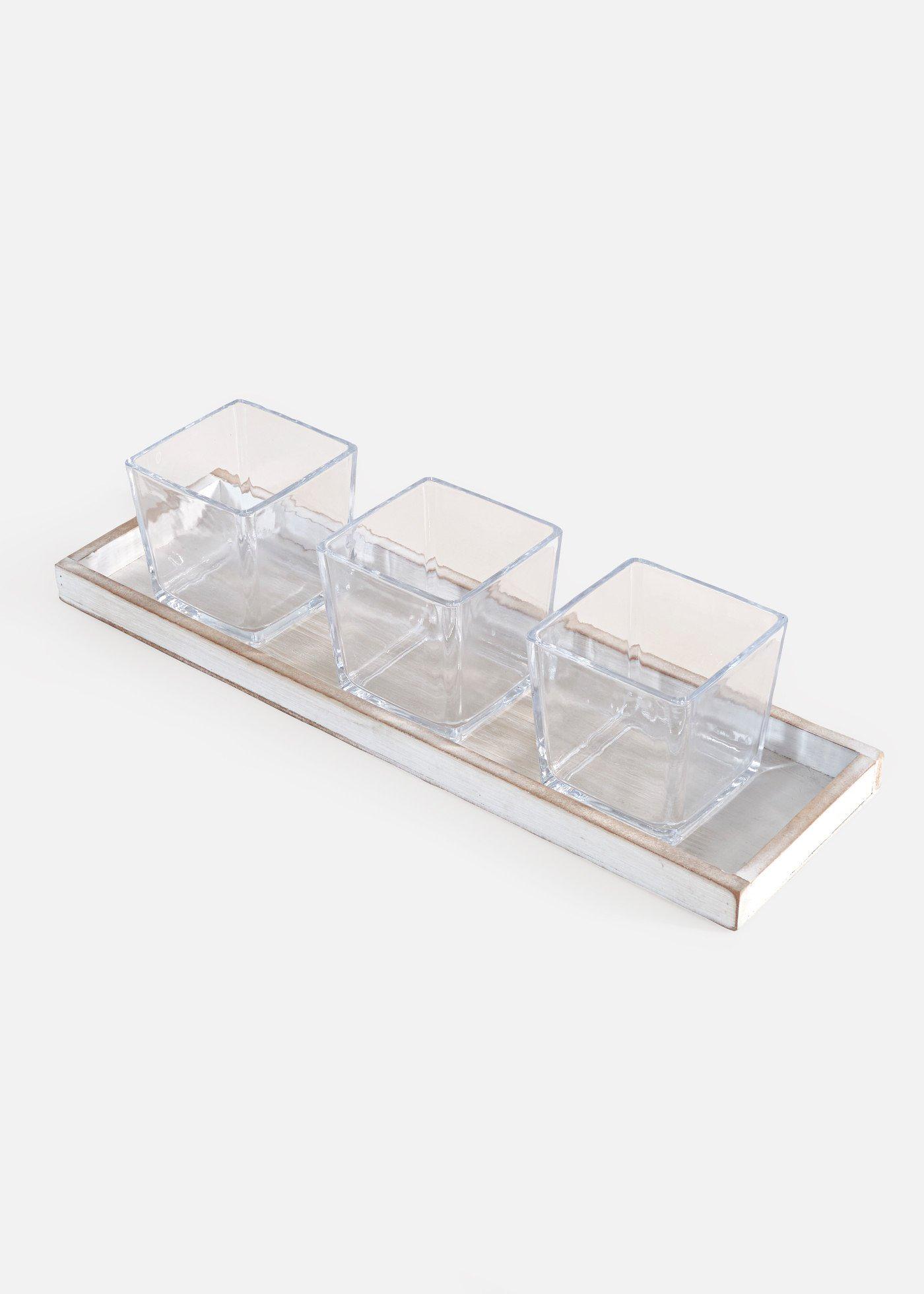 Plateau avec 3 coupes en verre