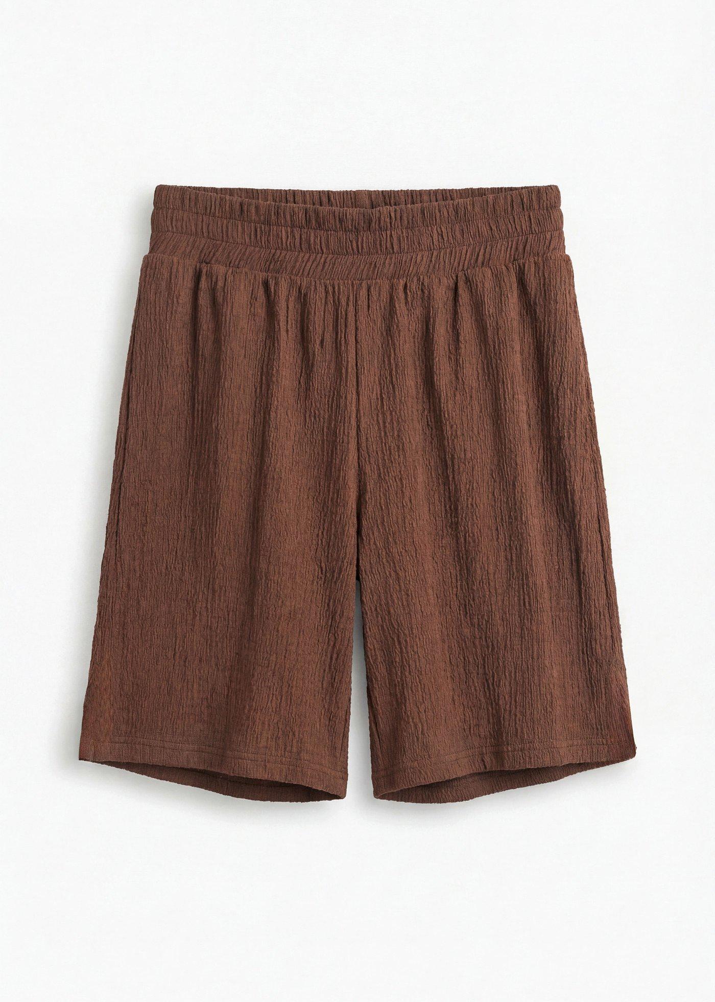 Short taille élastiquée en crêpe gaufré