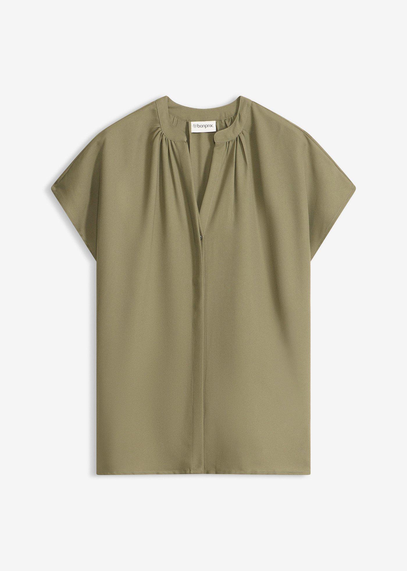 Blouse met korte mouwen en blinde knoopsluiting