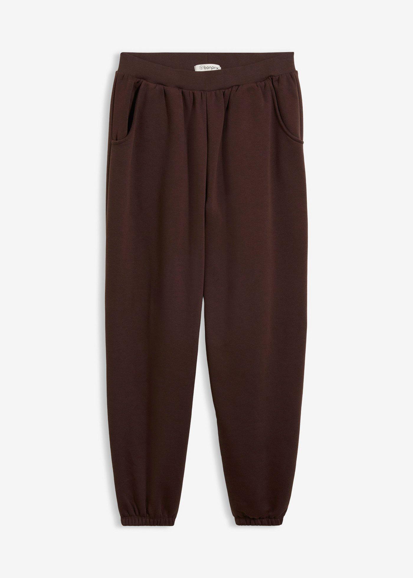 Bonprix Femme Pantalon Sweat, Coupe Ballon Marron 38/40