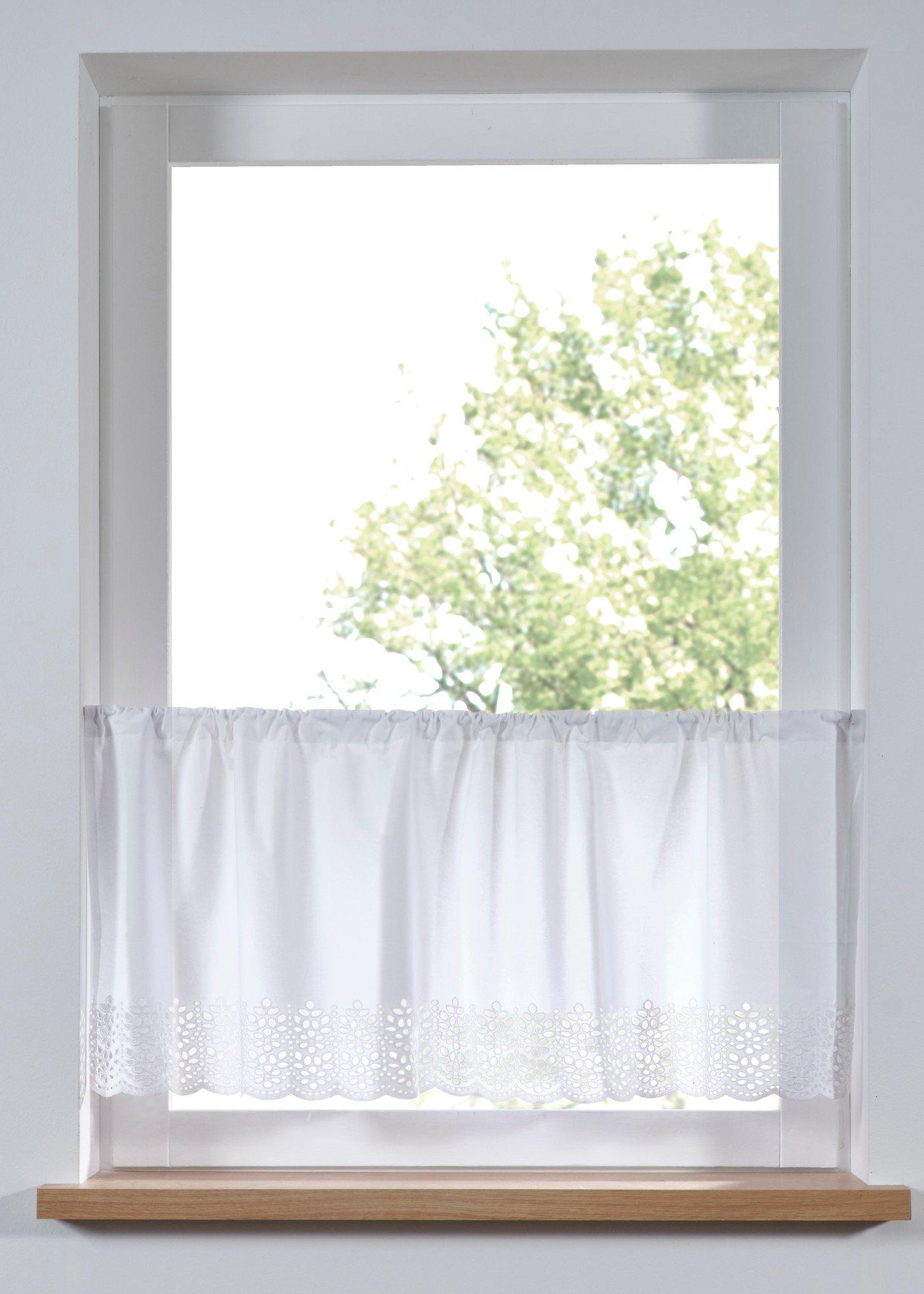 Brise-bise en coton avec bordure en broderie anglaise