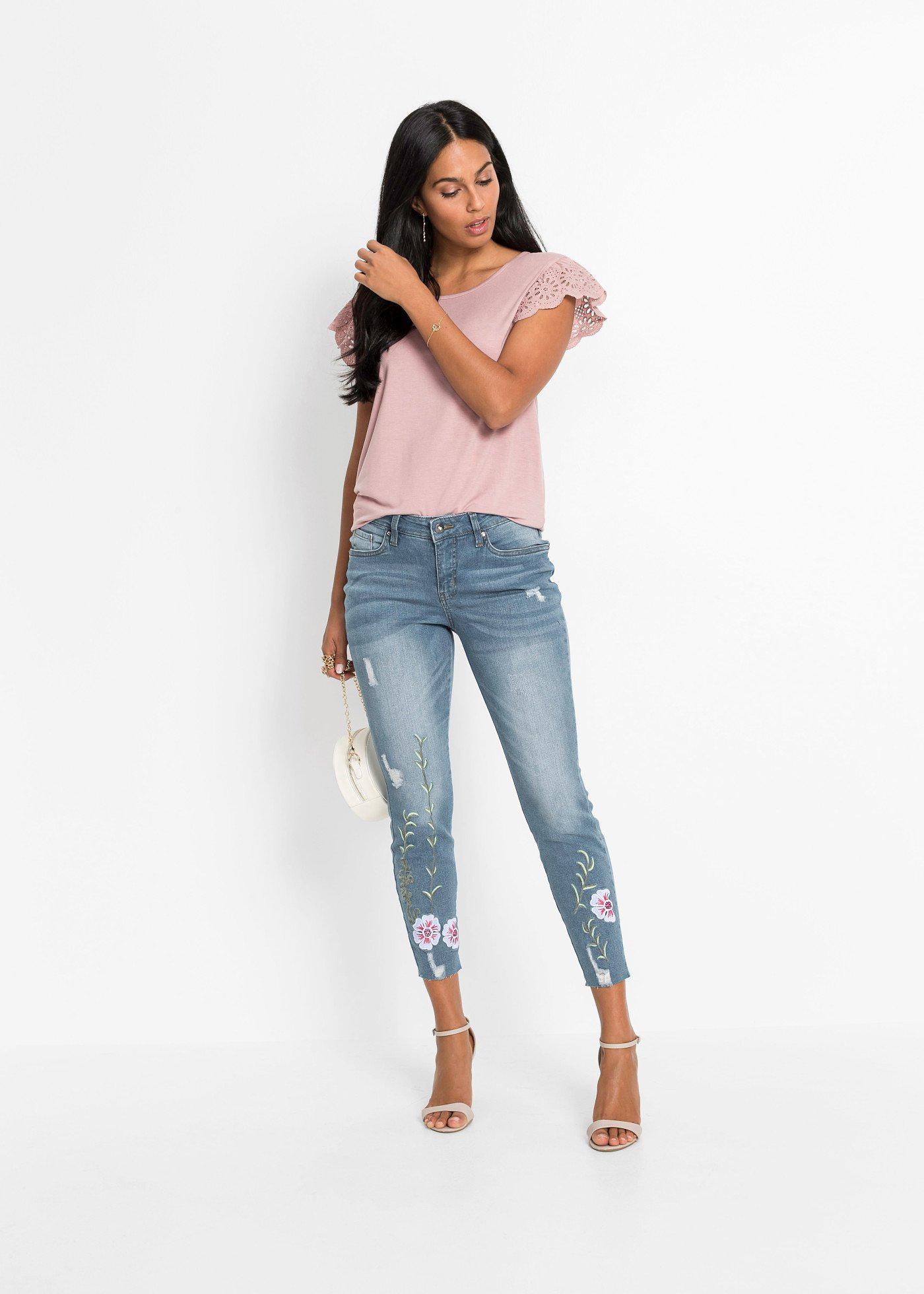 Jeansy skinny, low waist, cropped - Bonprix