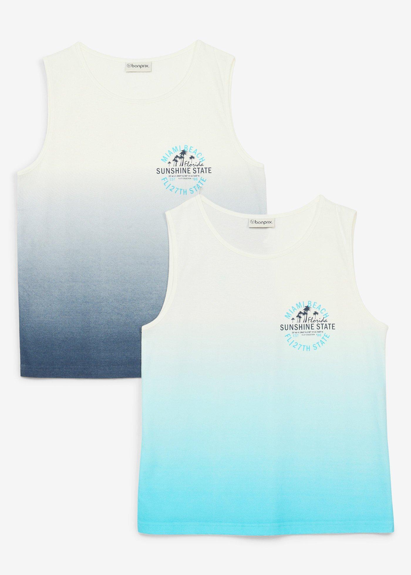 Tank top z czystej bawełny organicznej, z efektem ombre (2 szt.) - Bonprix