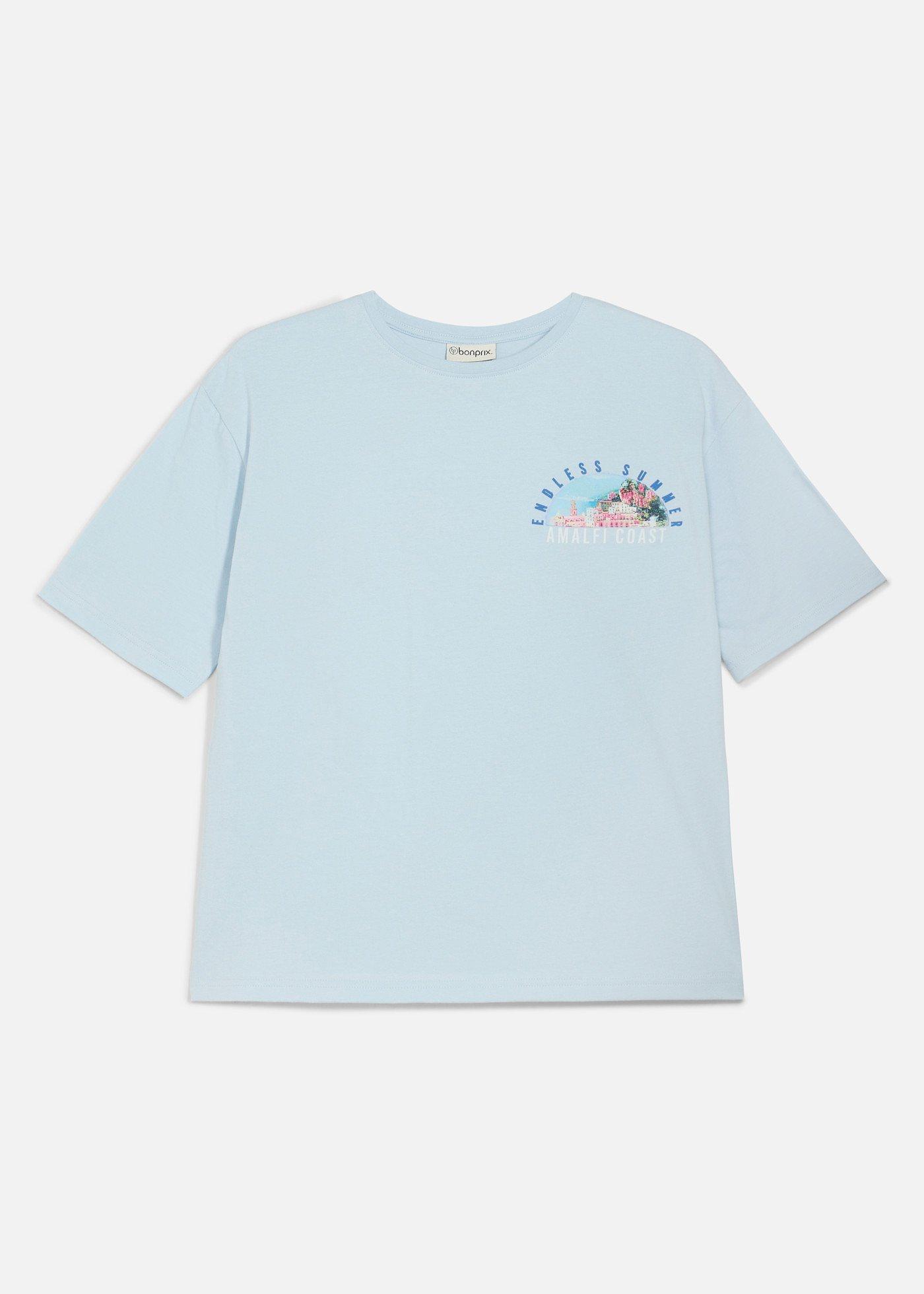 T-shirt z czystej bawełny organicznej, z dużym nadrukiem na plecach, loose fit - Bonprix