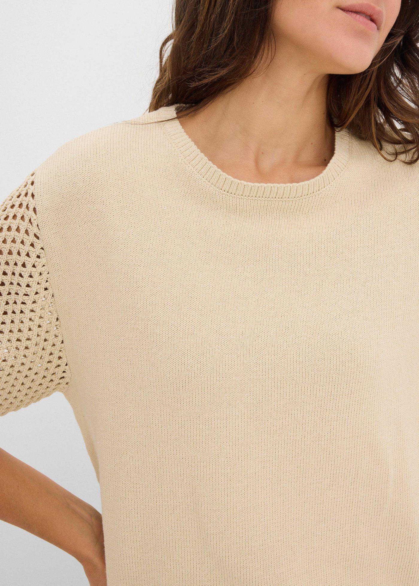 Sweter z mieszanki bawełny i lnu - Bonprix