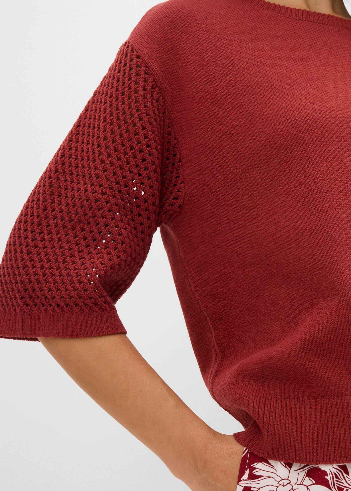 Sweter z mieszanki bawełny i lnu - Bonprix