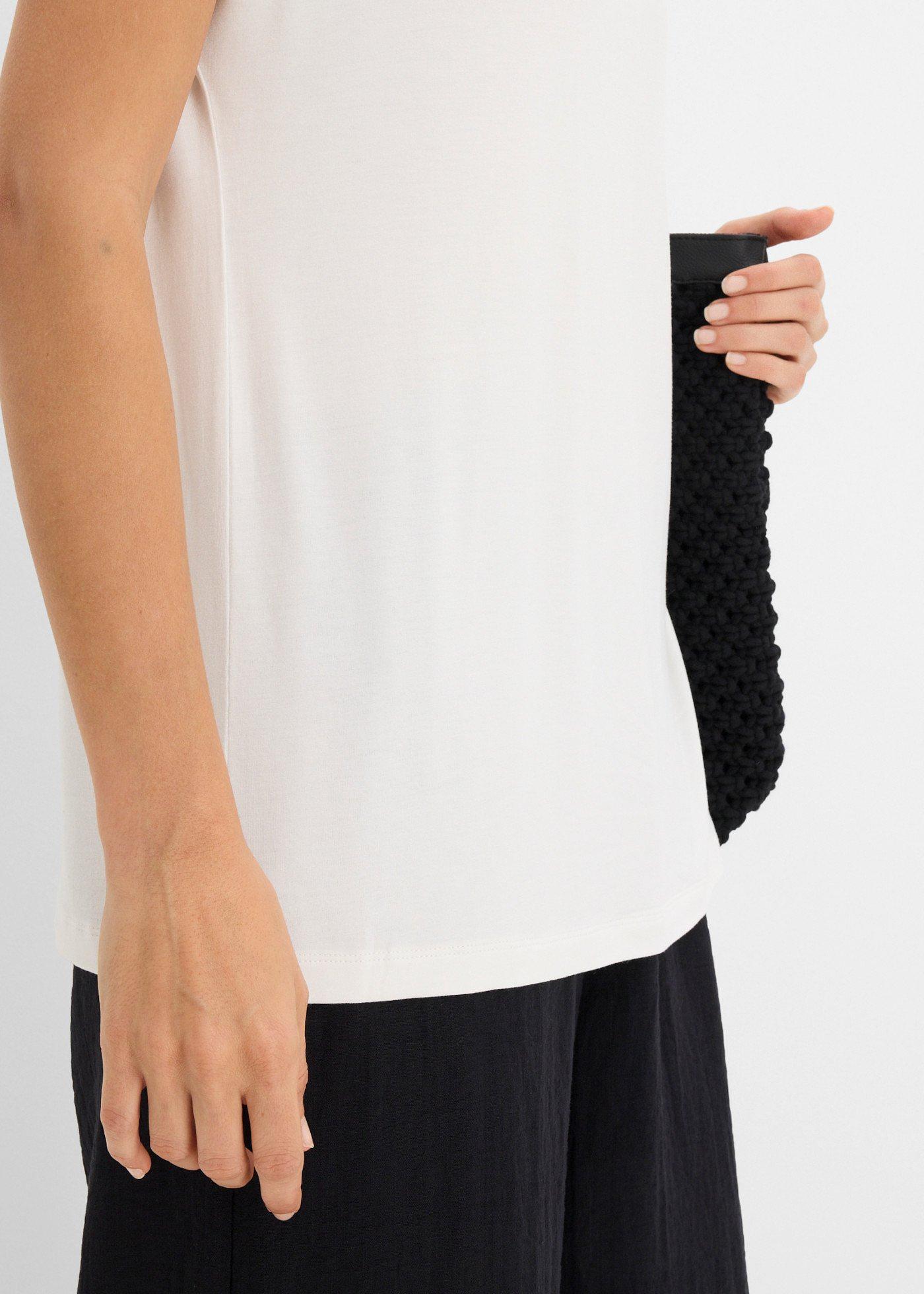 T-shirt z drabinkową koronką - Bonprix