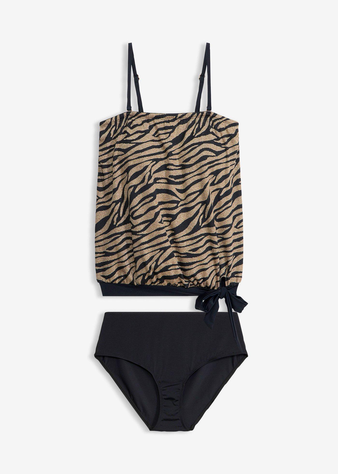 Tankini bandeau en matière brillante (ens. 2 pces)