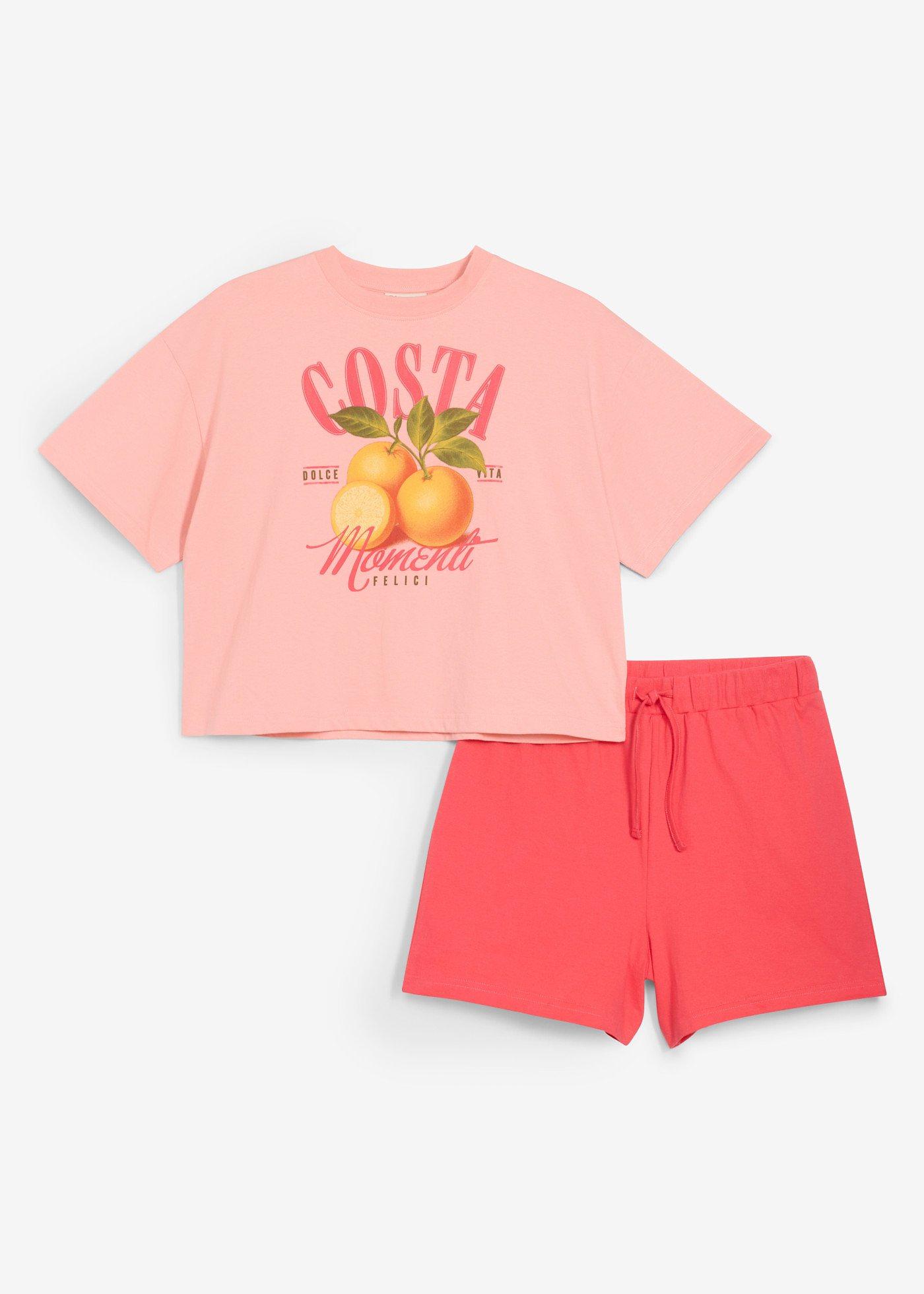 T-shirt et short 100% coton (ens. 2 pces)