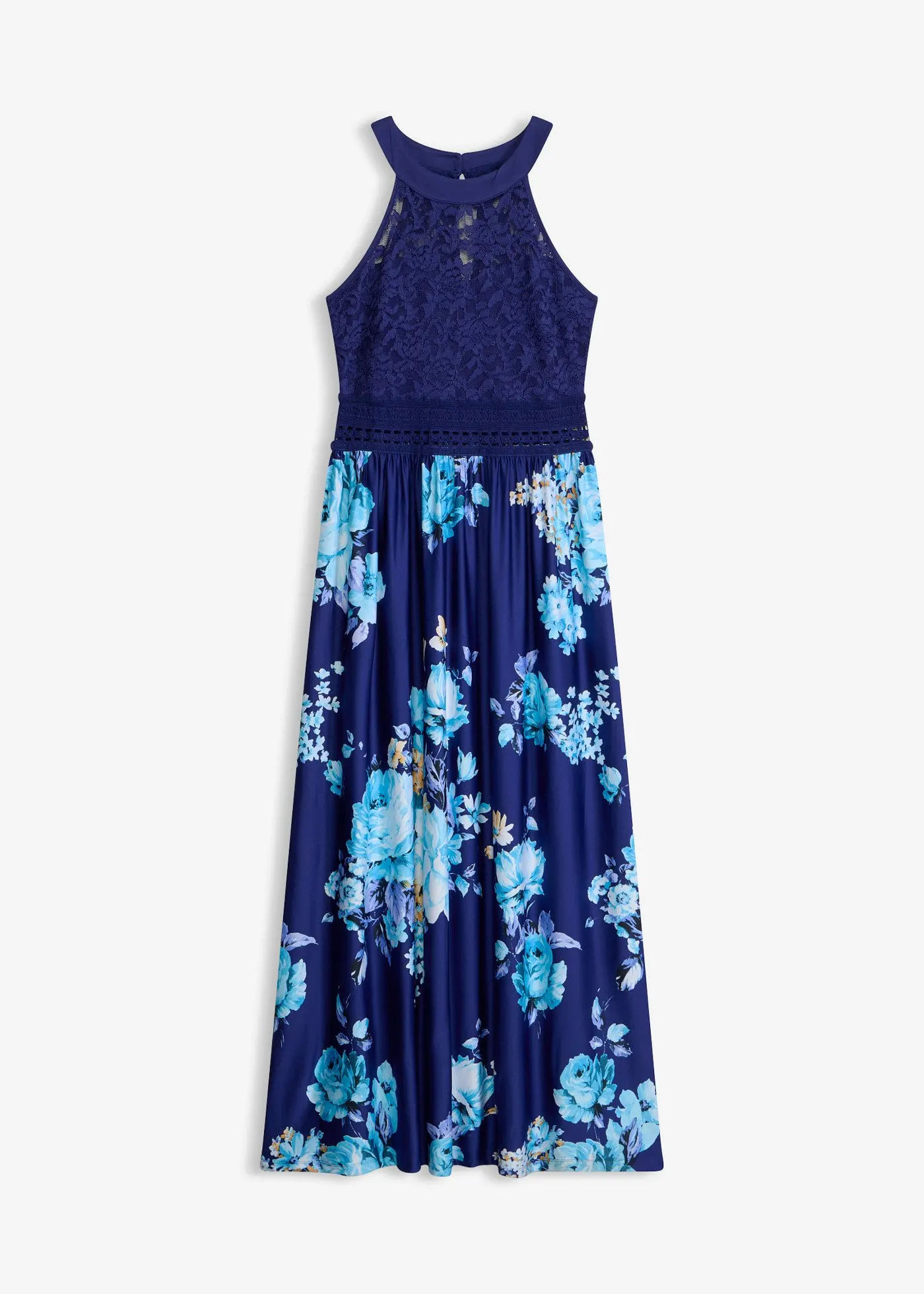 Sommer Maxikleid - Dunkelblau/Lila/Rosa Geblümt