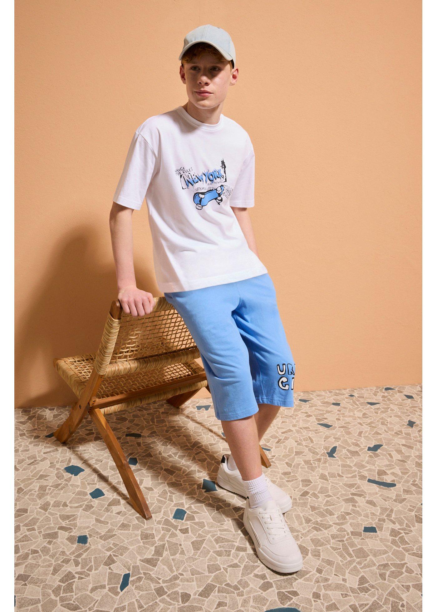 T-shirt i długie bermudy uszyte z czystej bawełny organicznej, loose fit (2 części) - Bonprix