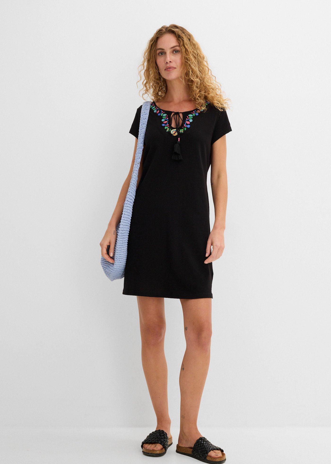 Sukienka z dżerseju z fantazyjnej przędzy, z czystej bawełny - Bonprix