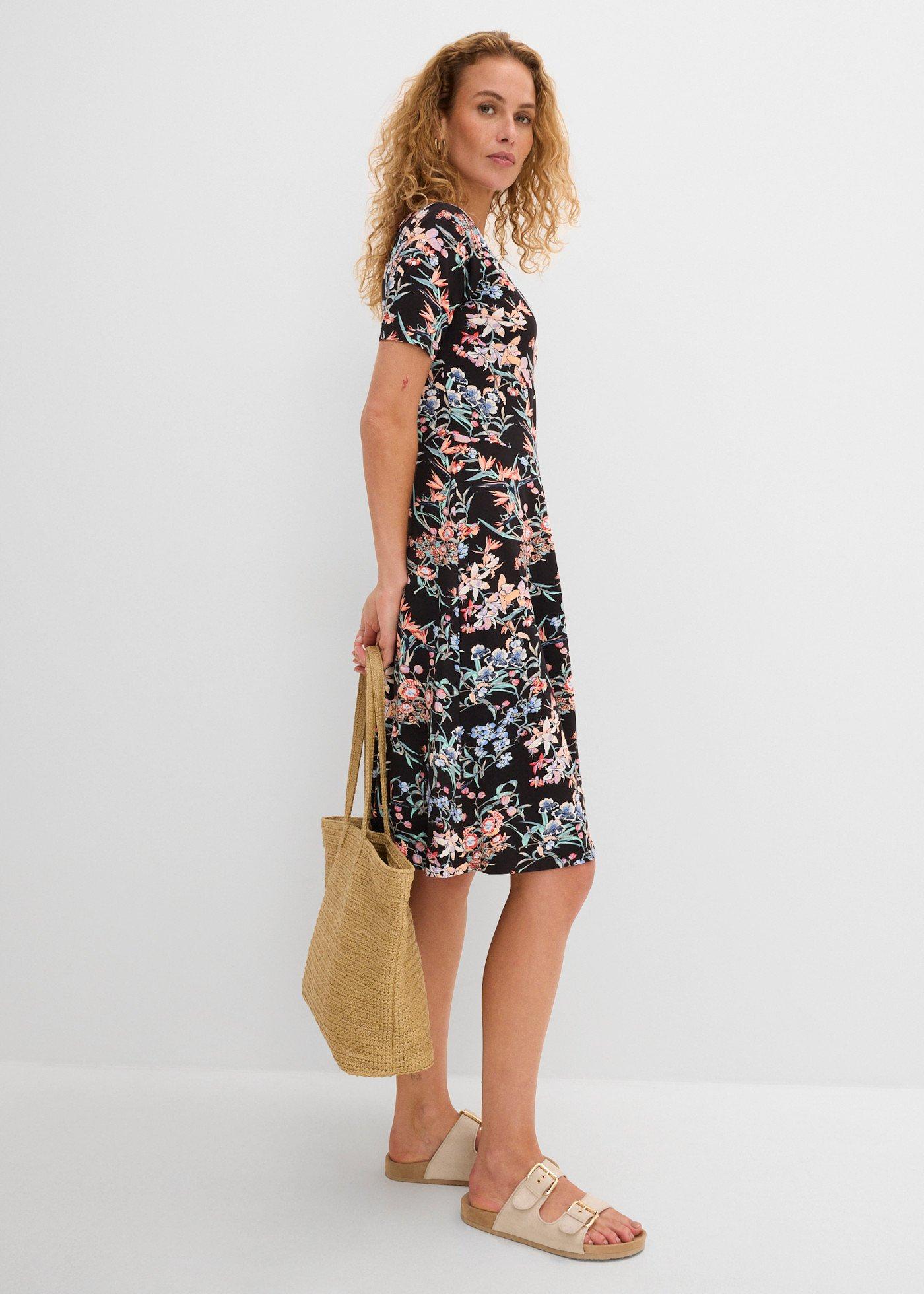 Trapezowa sukienka w długości do kolan, z dżerseju - Bonprix