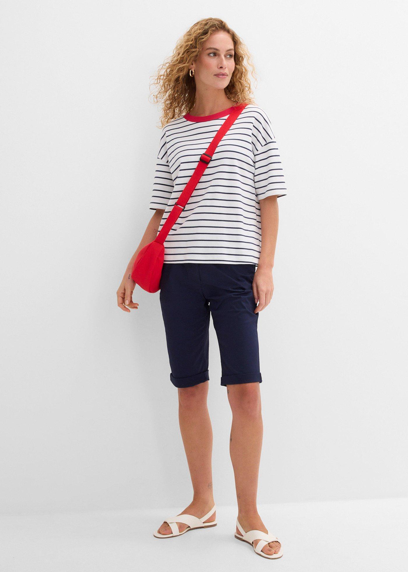 Bermudy bawełniane z elastycznym paskiem - Bonprix