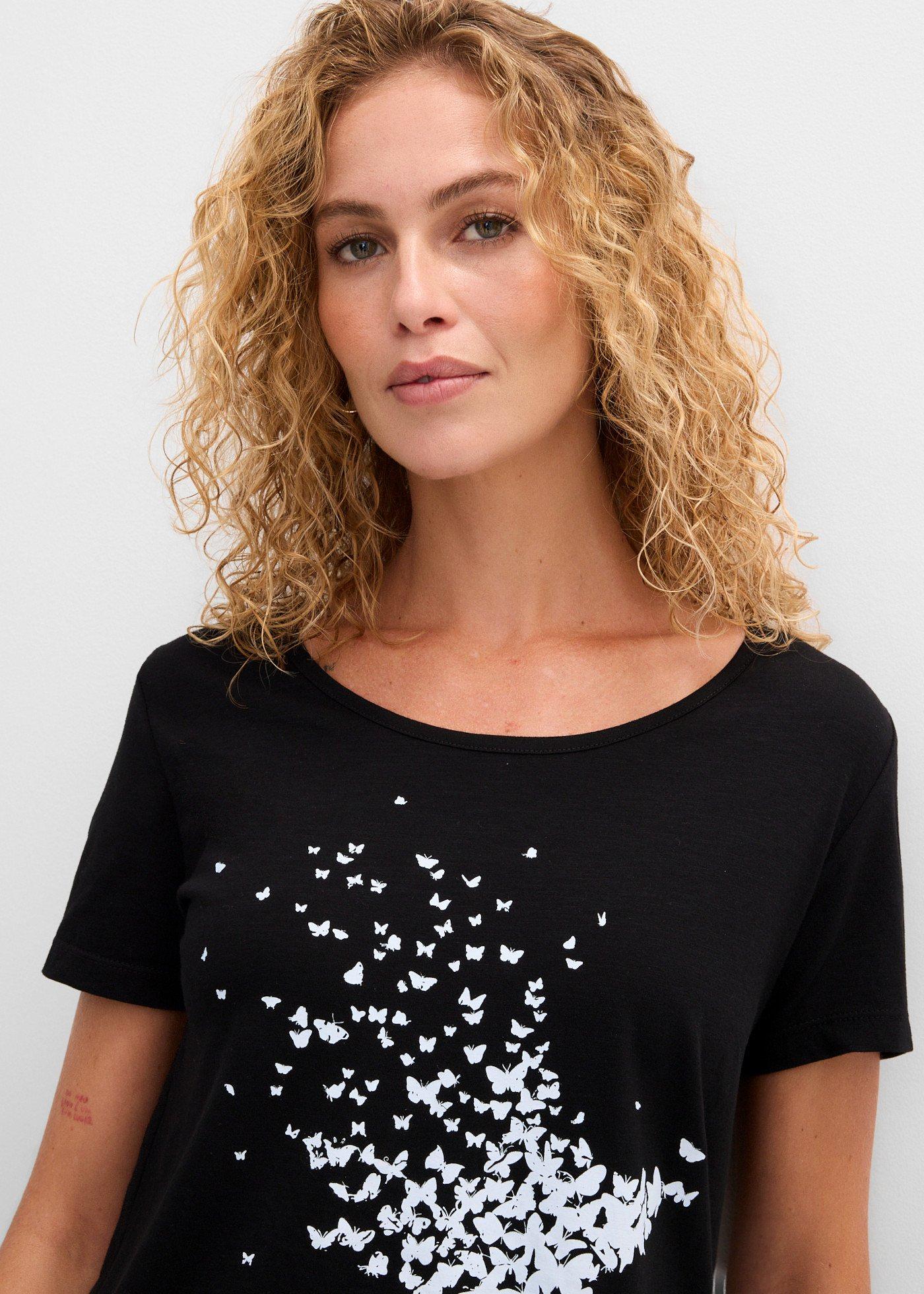 Shirt z przędzy mieszankowej, krótki rękaw - Bonprix